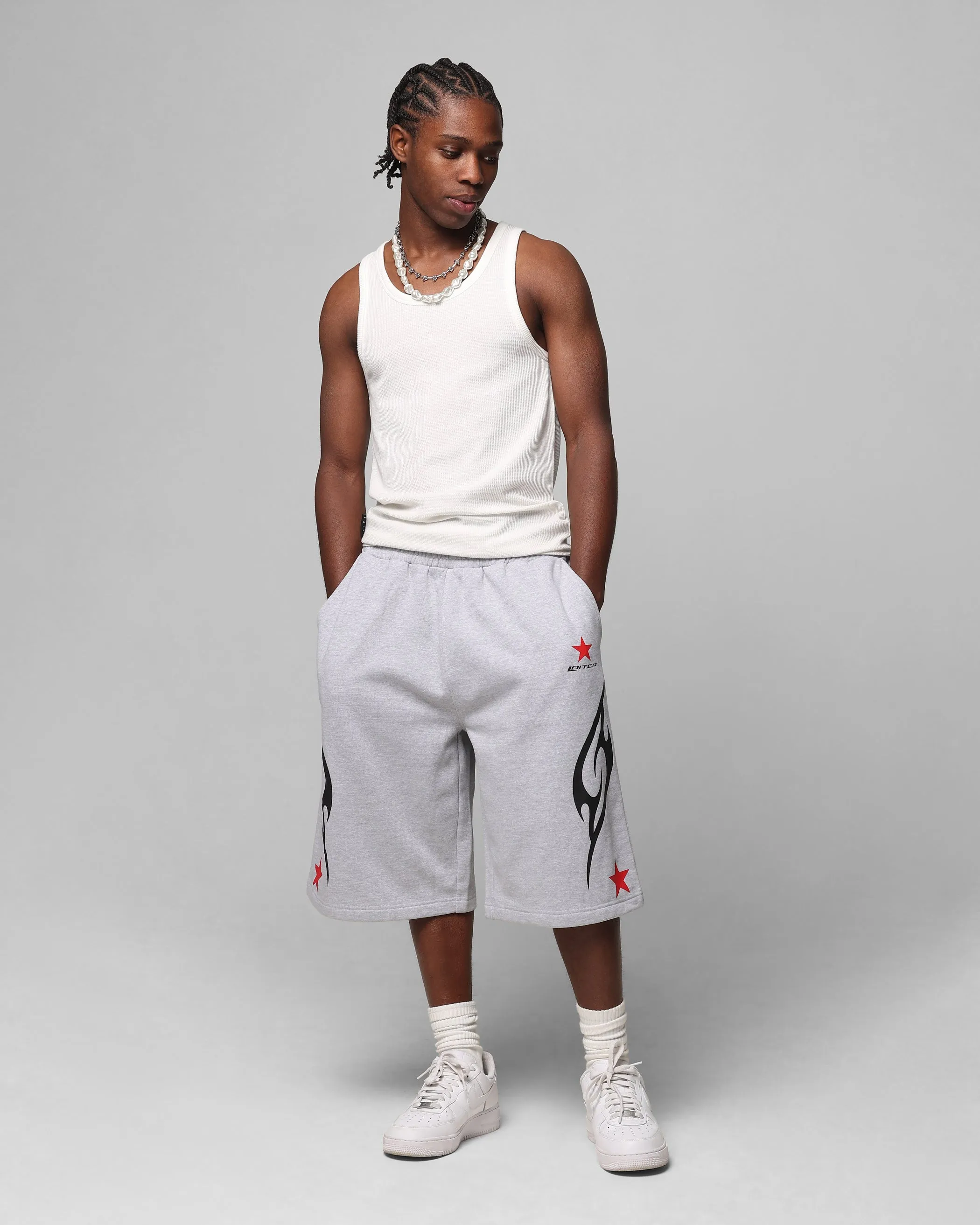 Loiter Trackstar Sweat Shorts Grey Marle