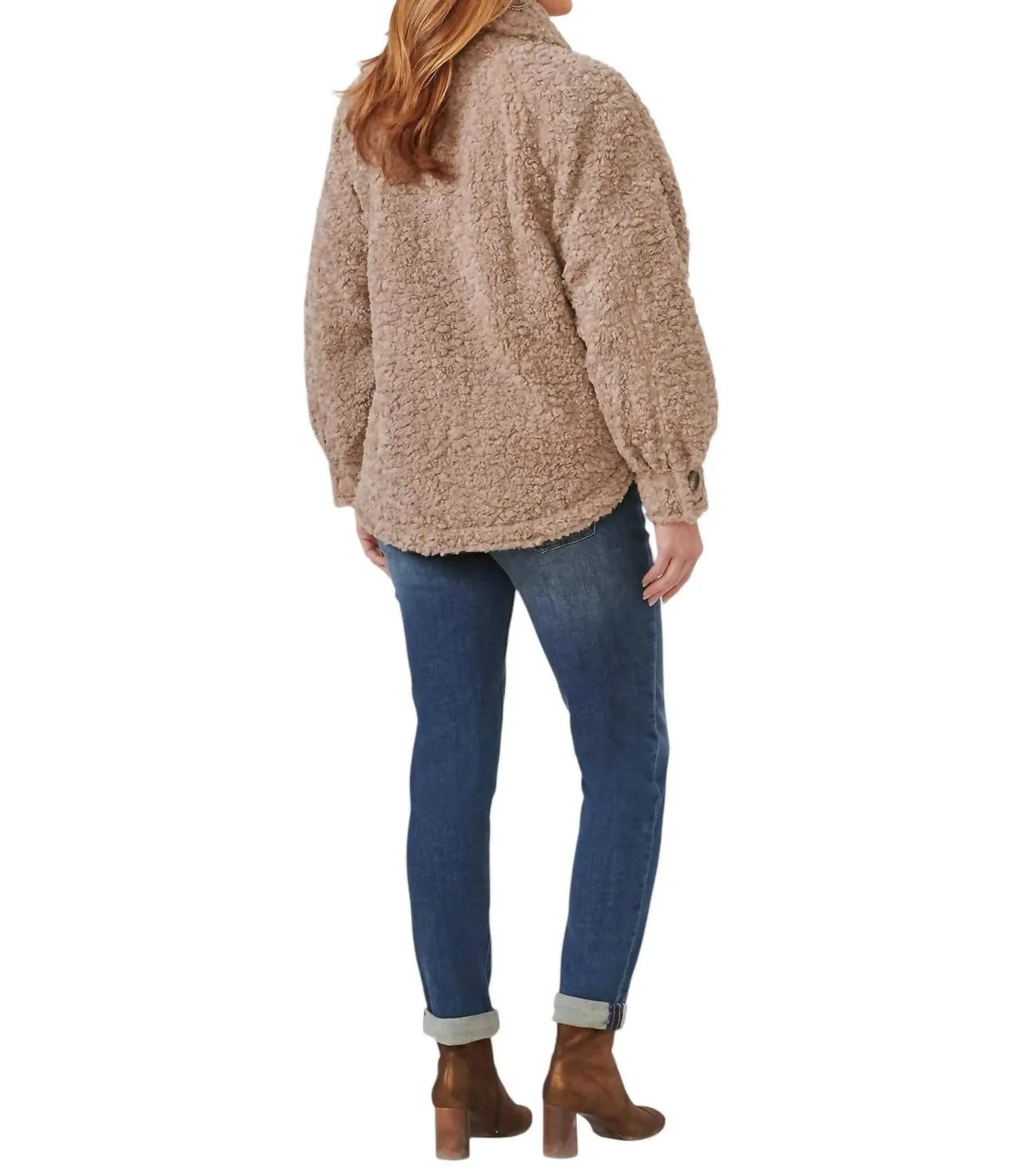 Long Blouson Raglan Sleeve Button Front Jacket In Portobello