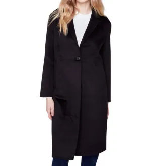 Long Boiled Wool Coat In Black