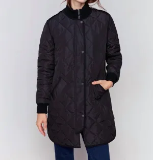 Long Quilted Puffer Jacket In Black