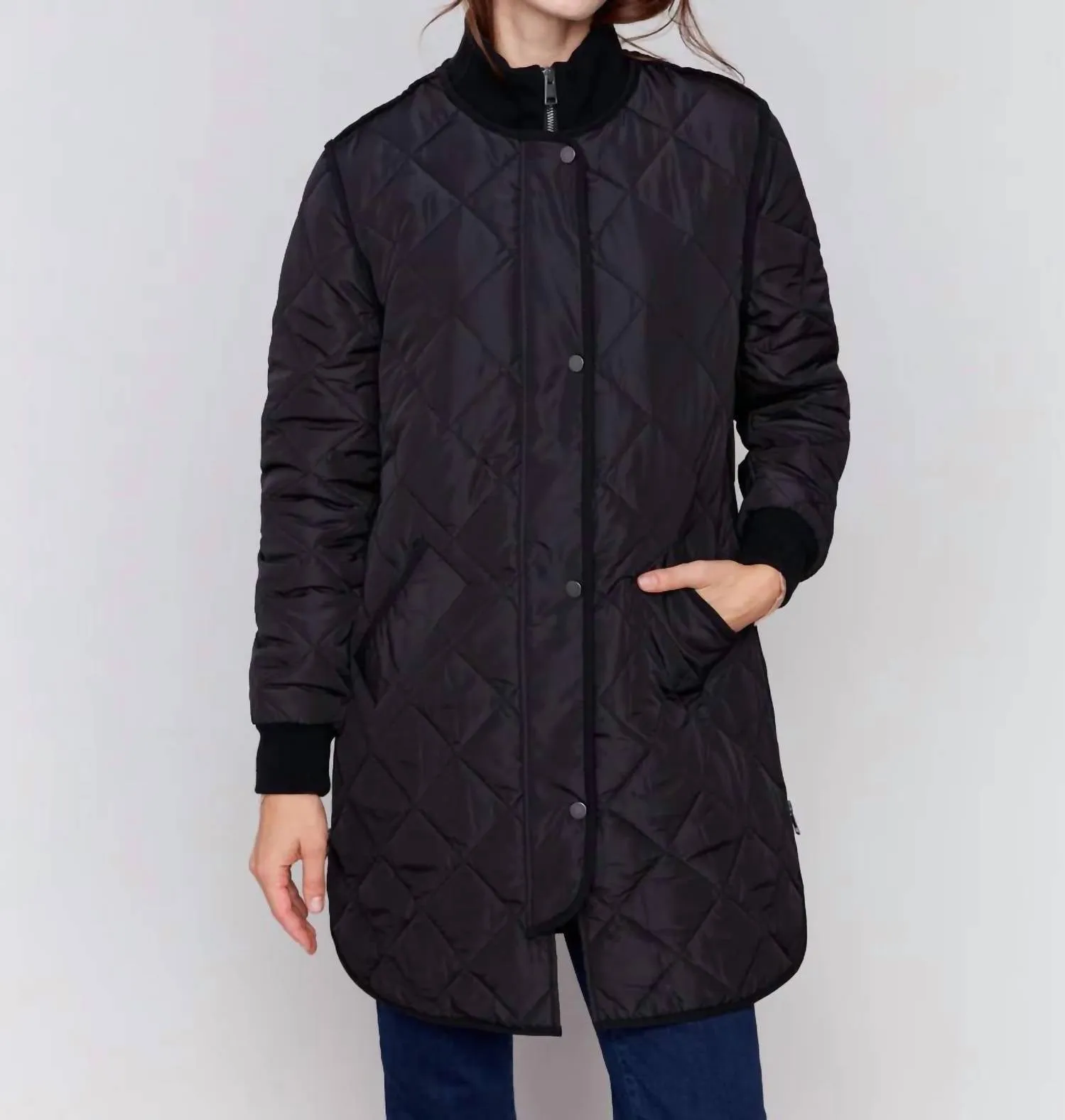 Long Quilted Puffer Jacket In Black