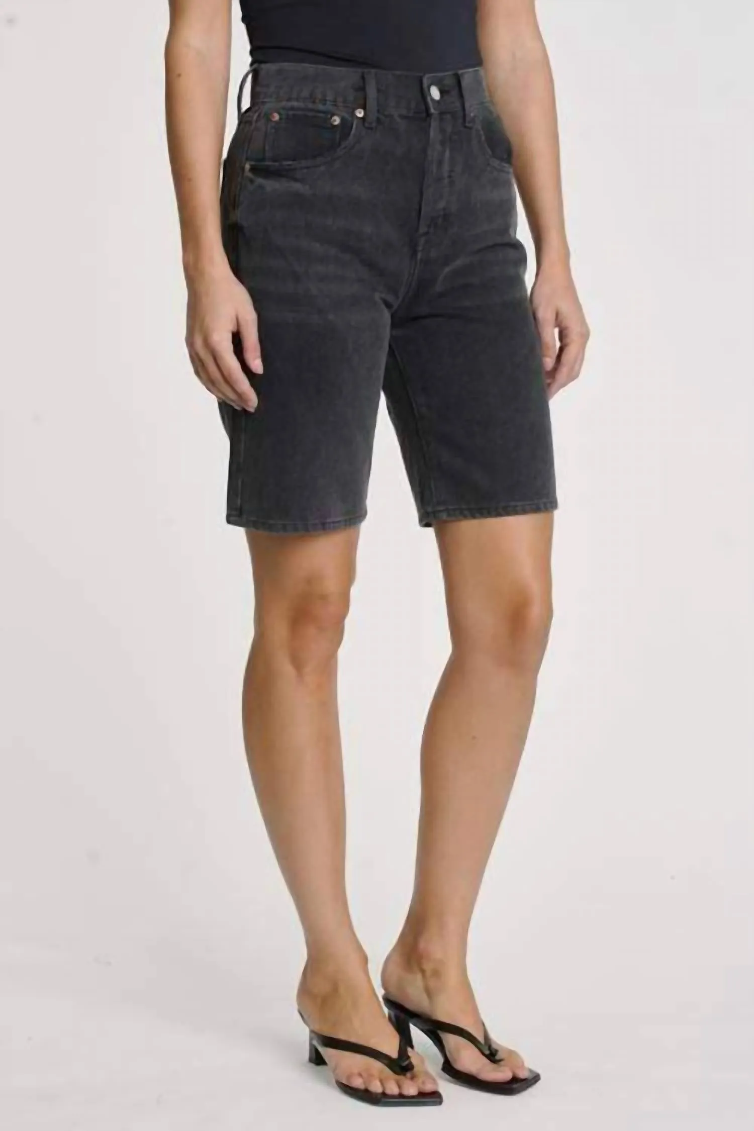 Loretta Bermuda Denim Short In Salem Black
