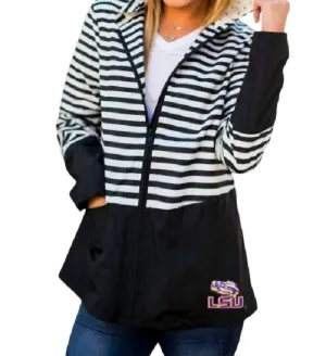 Lsu On The Move Striped Jacket In Black & White