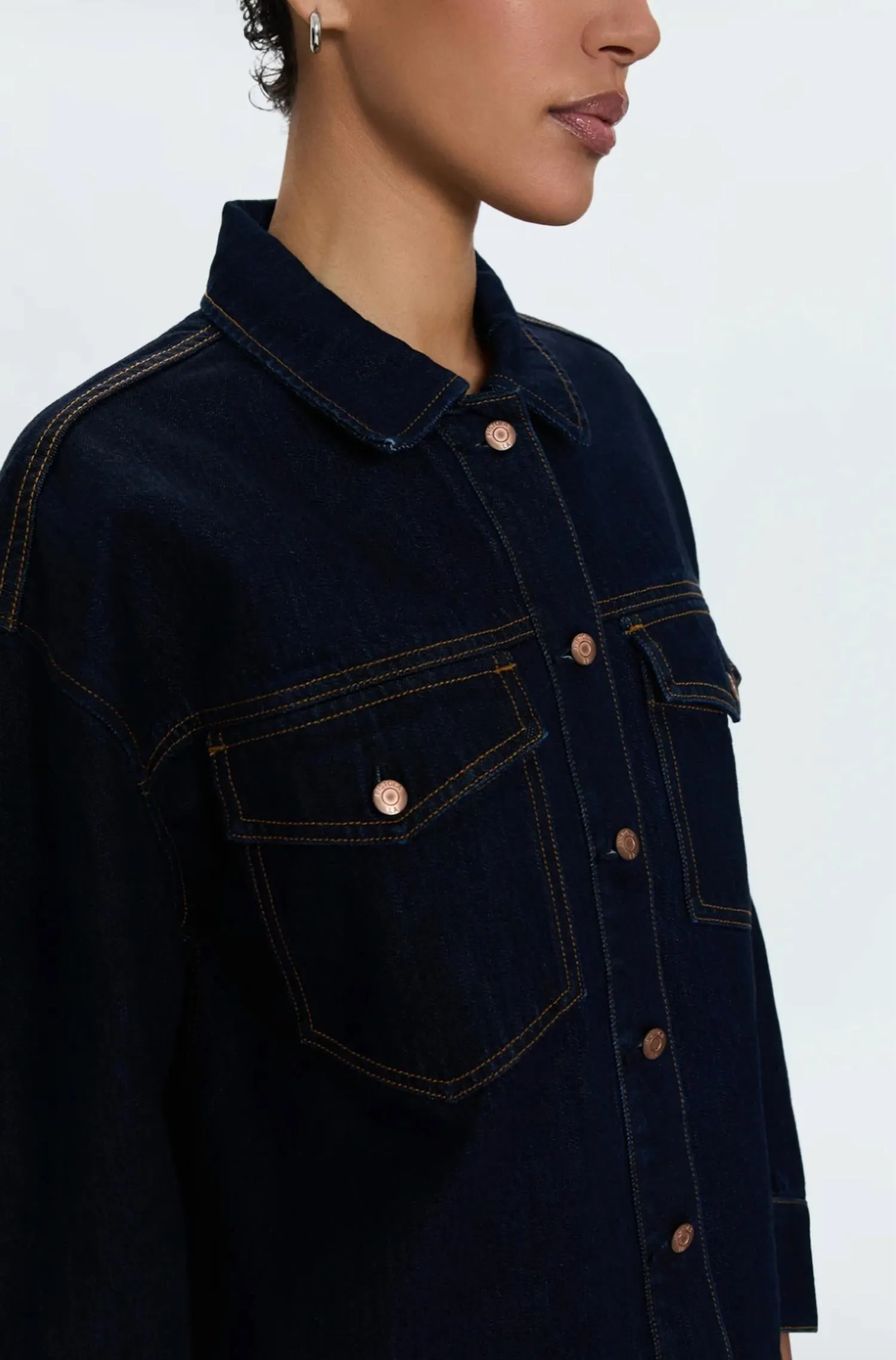 Mandy Denim Relaxed Shacket In Countdown