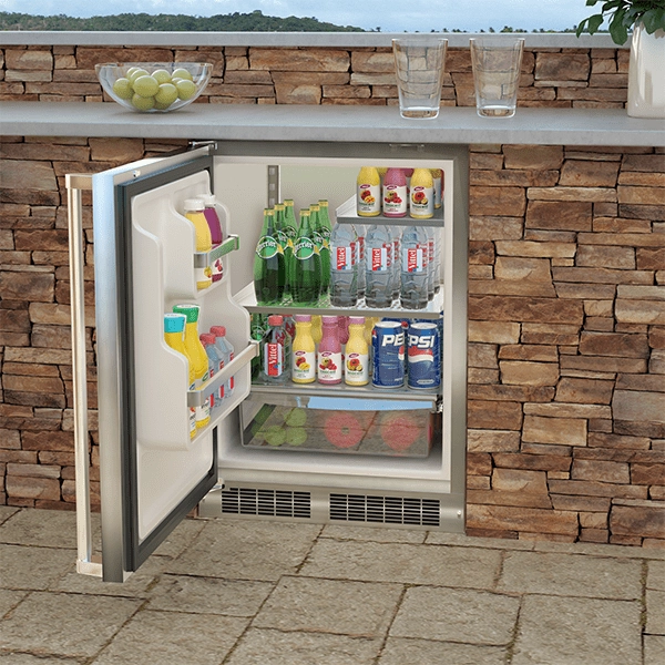 Marvel MORE224SS51A 24-In Outdoor Built-In Refrigerator With Door Storage And Maxstore Bin With Door Style - Stainless Steel, Door Swing - Left