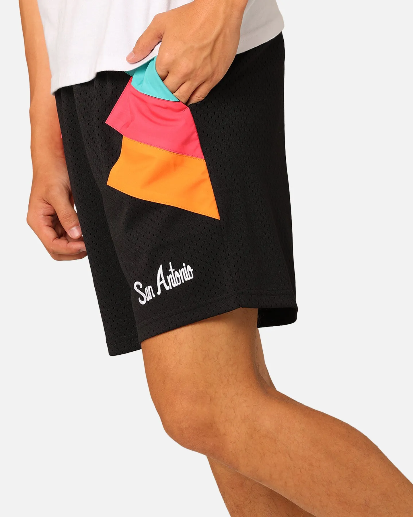 Mitchell & Ness San Antonio Spurs Wear Your Stripes Shorts Black