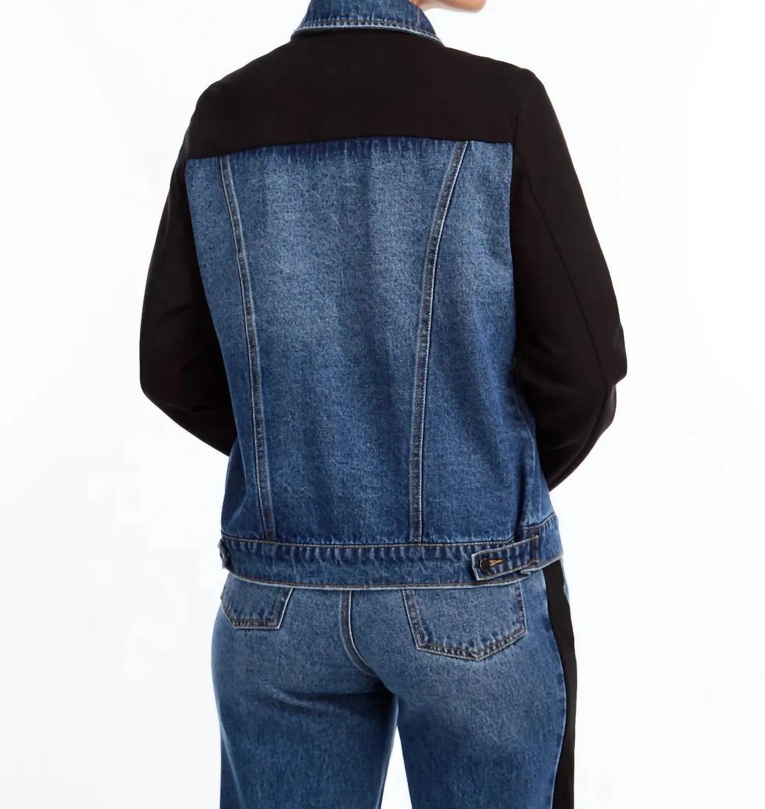 Mixed Media Jacket In Indigo Mix