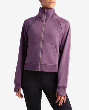 Mixed Rib Full Zip Jacket In Vintage Violet