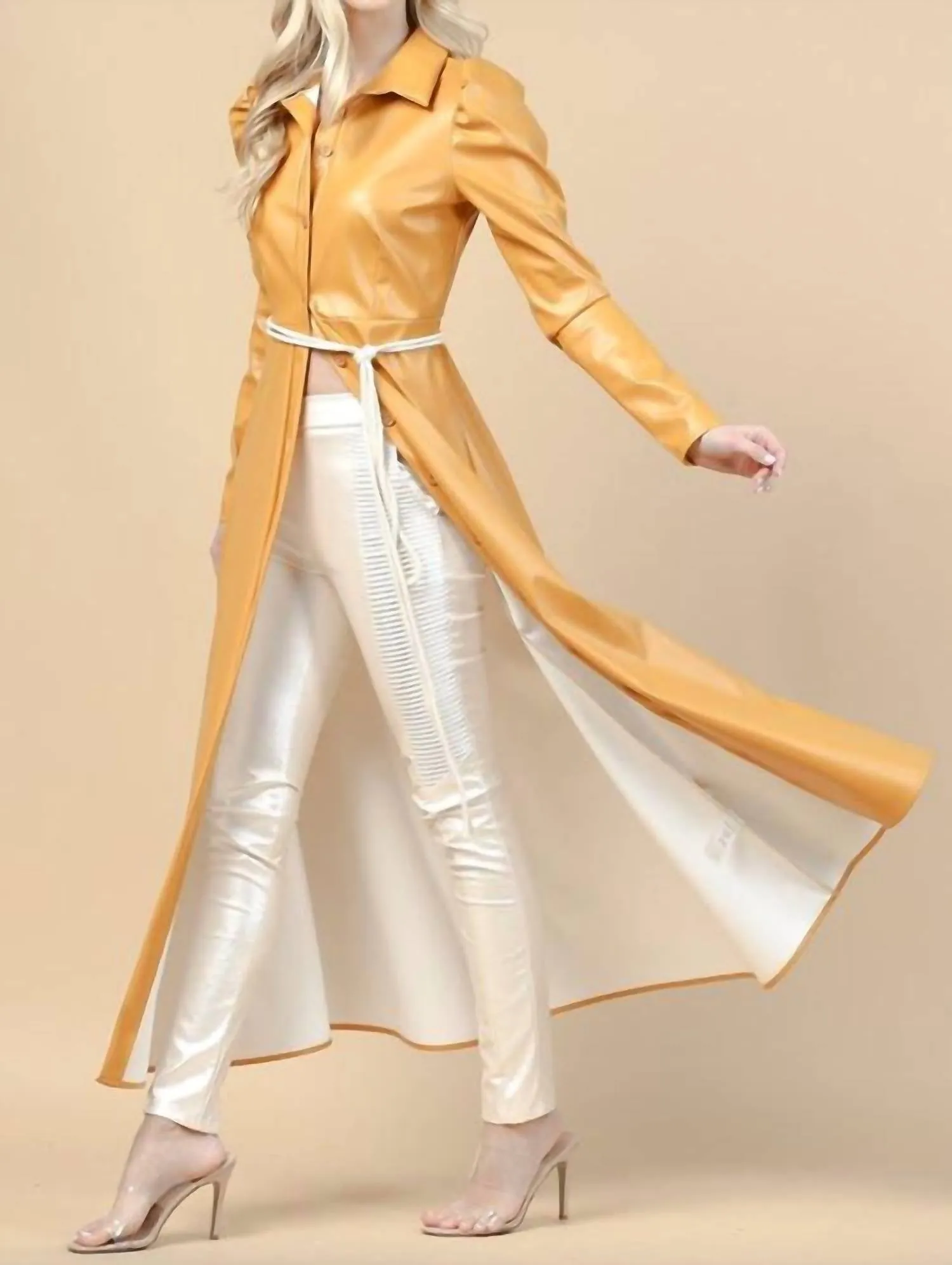 Mob Wife Vibes Jacket In Mustard