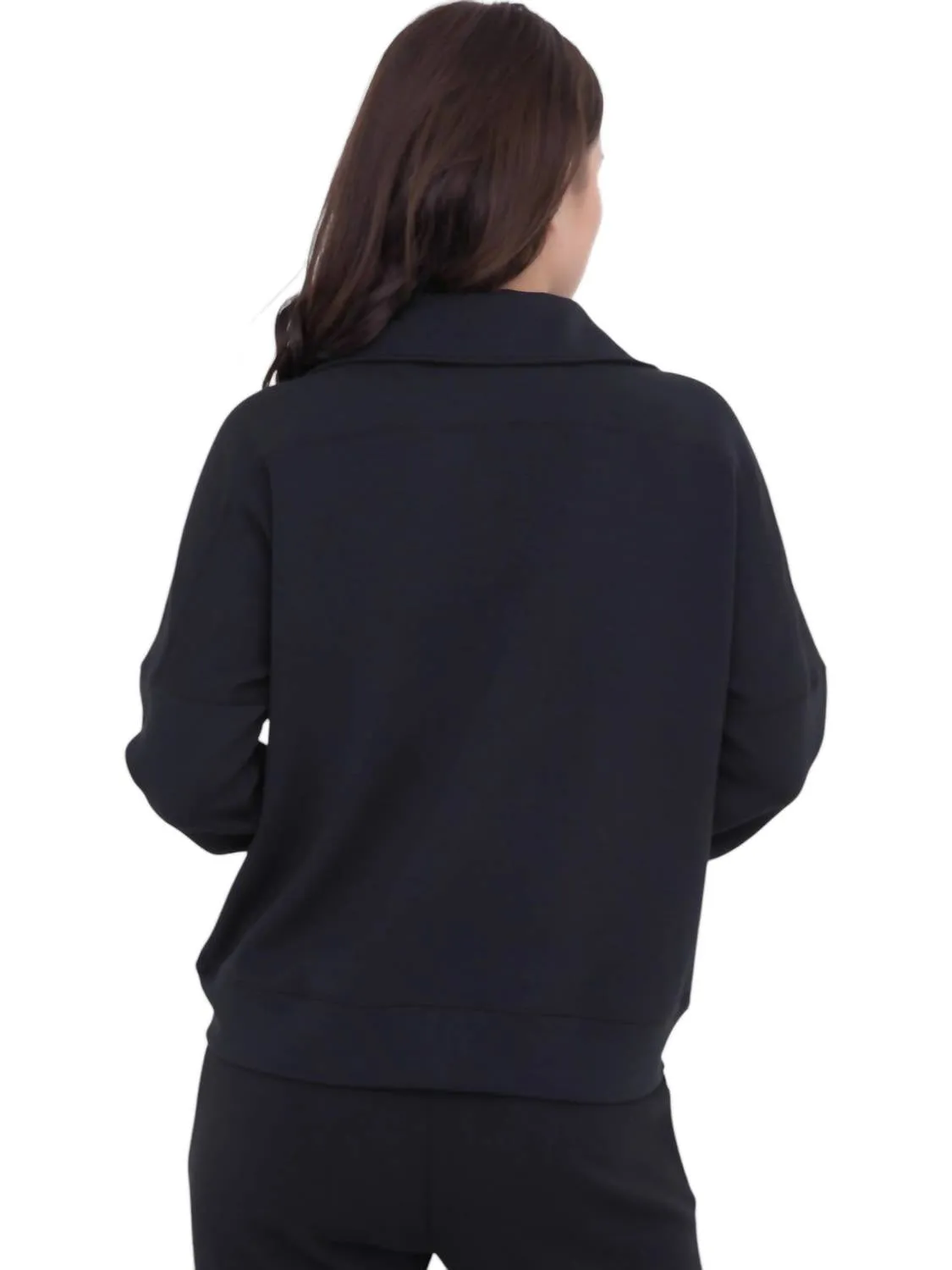 Modal Blend Zip-Up Jacket - Plus In Black