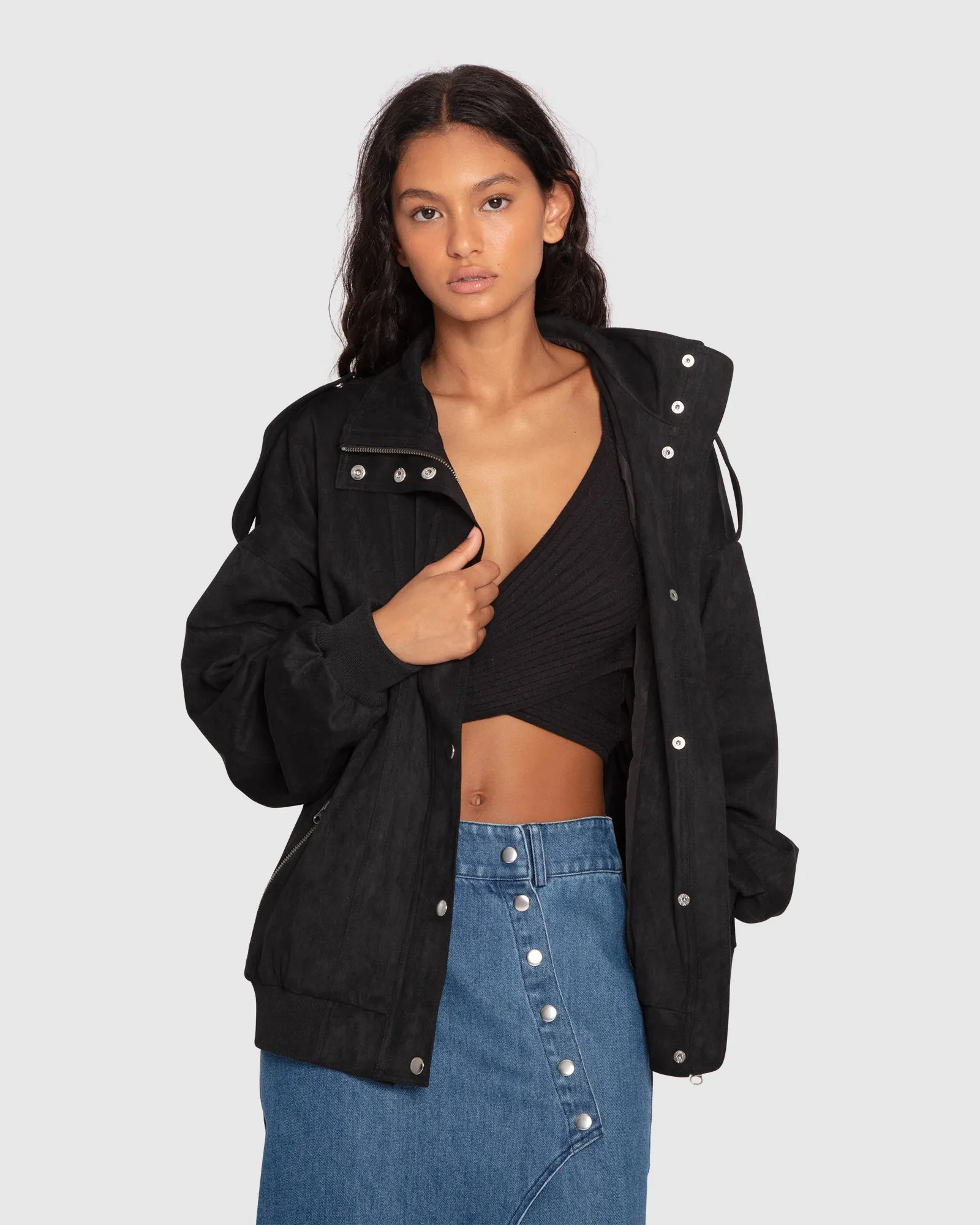 Most Wanted Suede Bomber Jacket