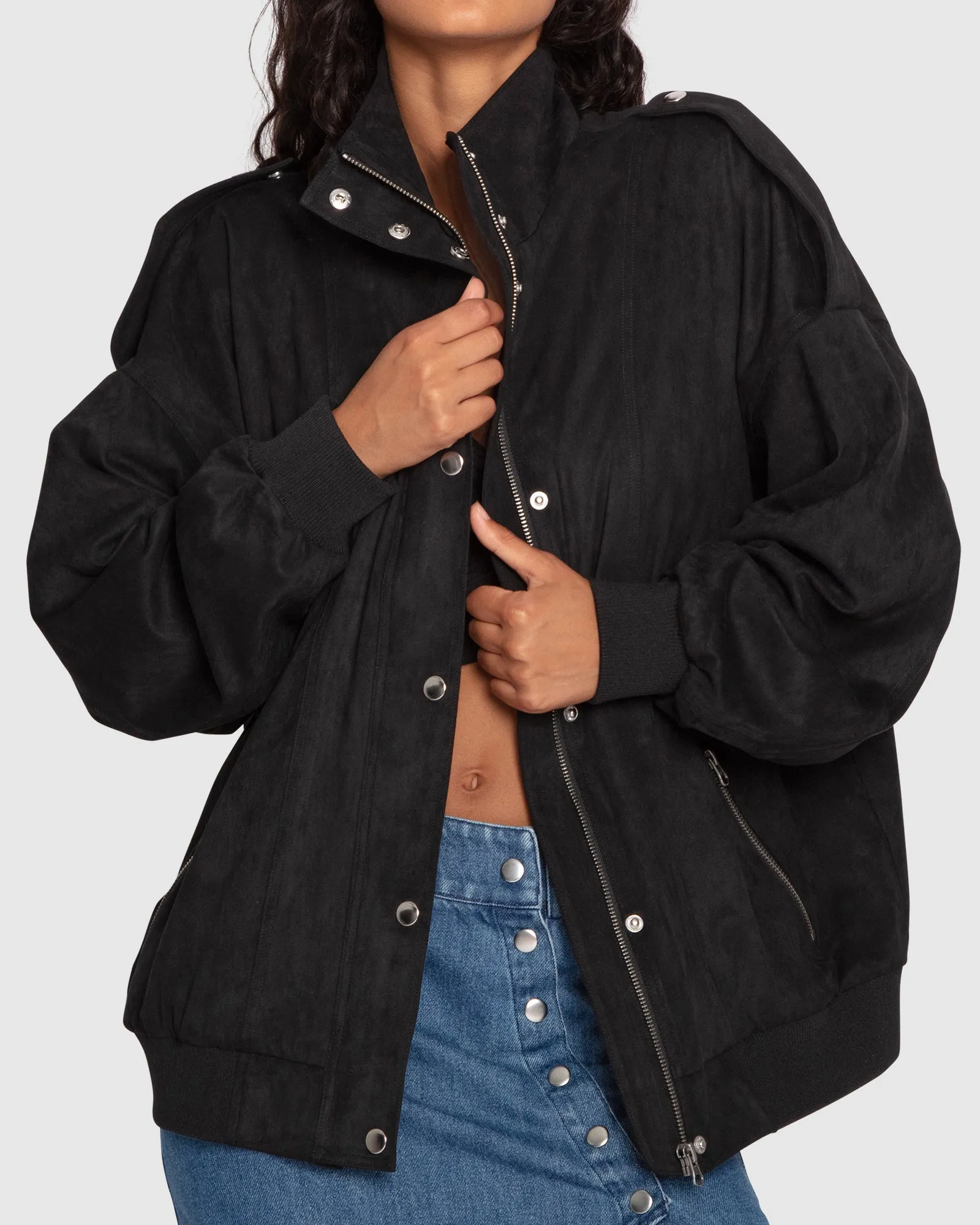 Most Wanted Suede Bomber Jacket