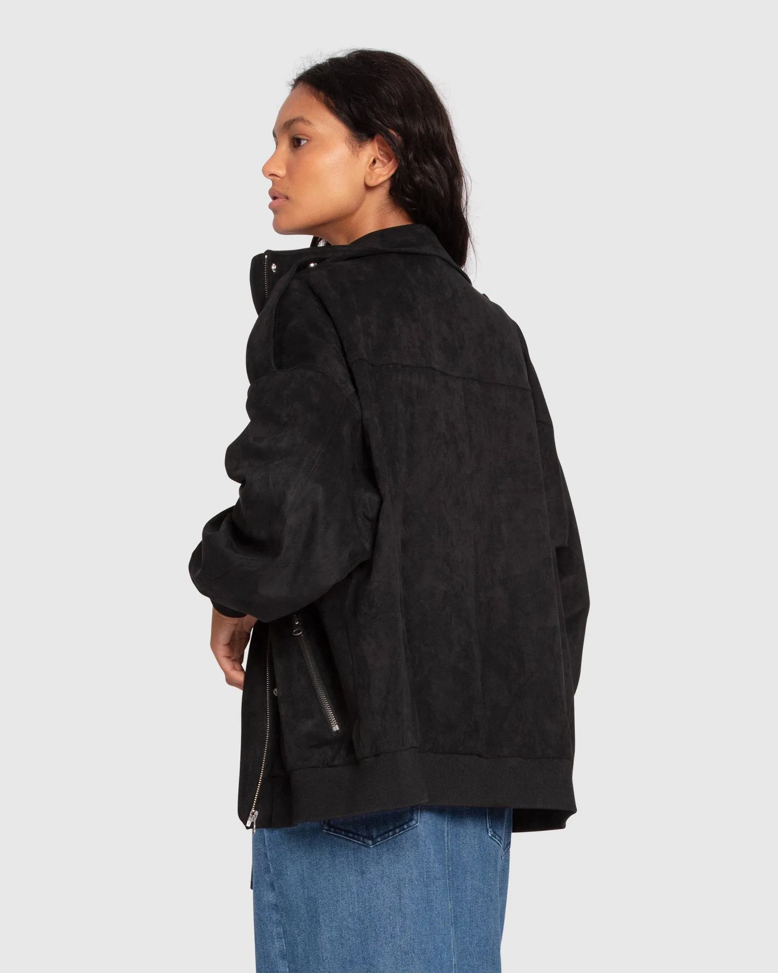 Most Wanted Suede Bomber Jacket