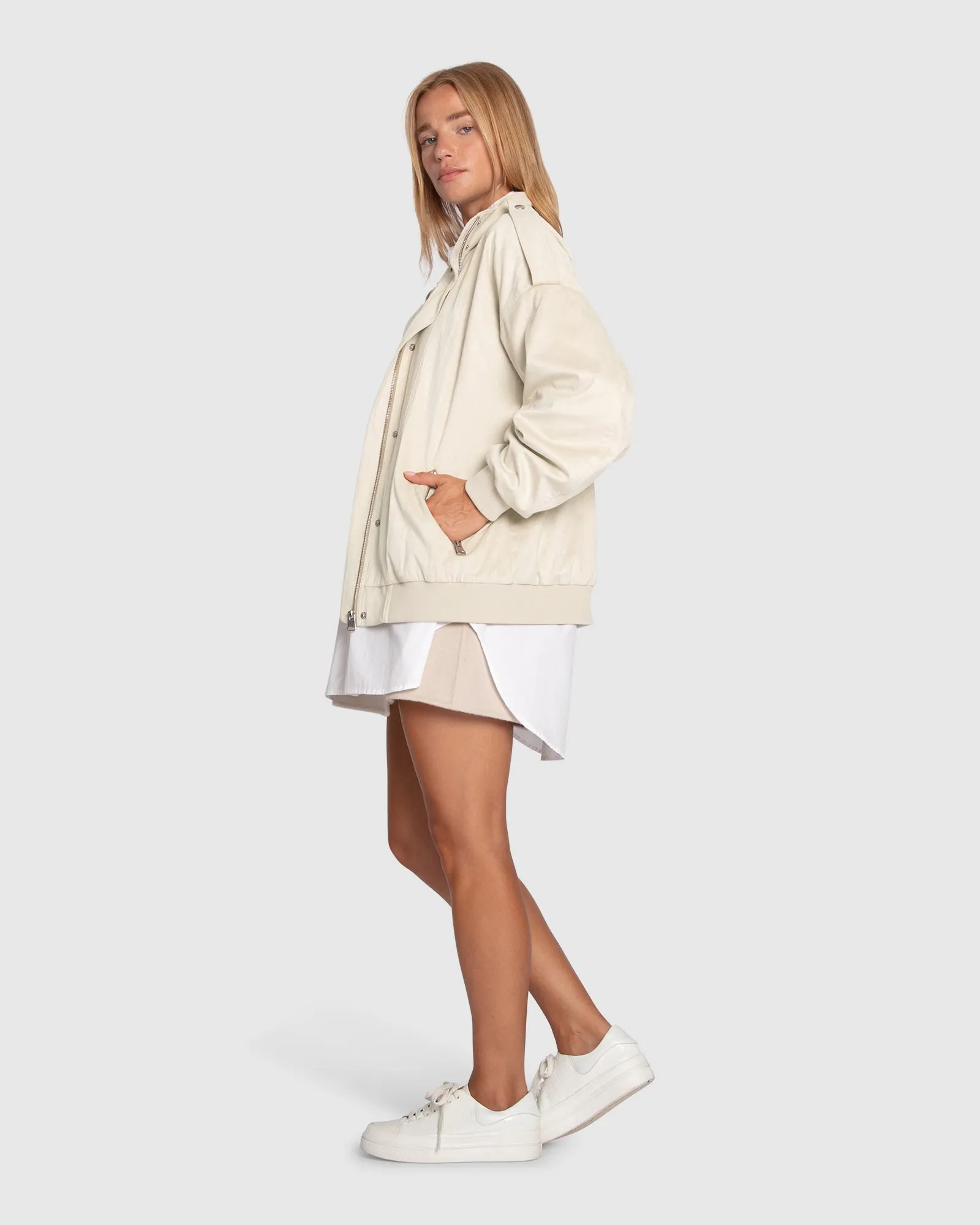 Most Wanted Suede Bomber Jacket