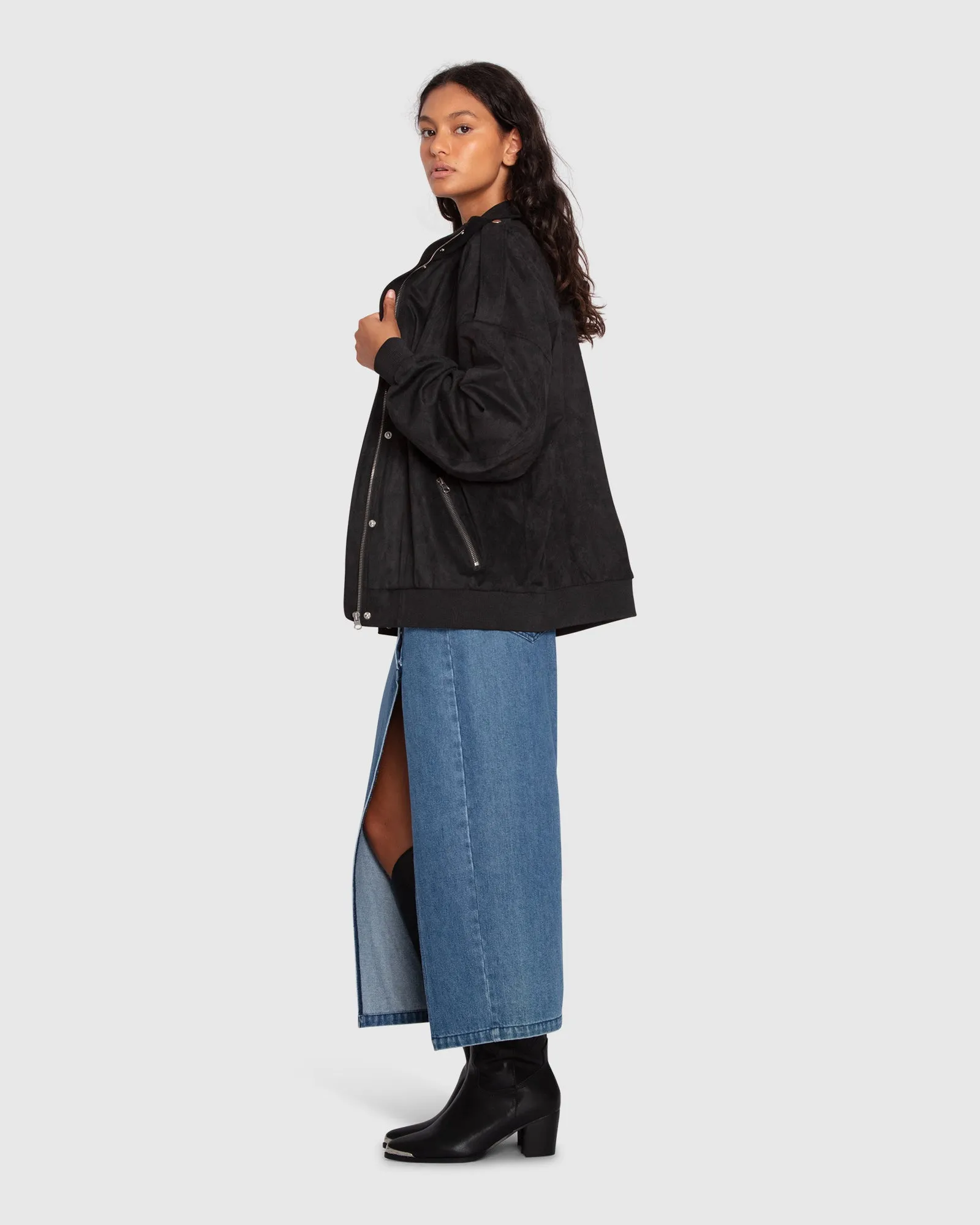 Most Wanted Suede Bomber Jacket