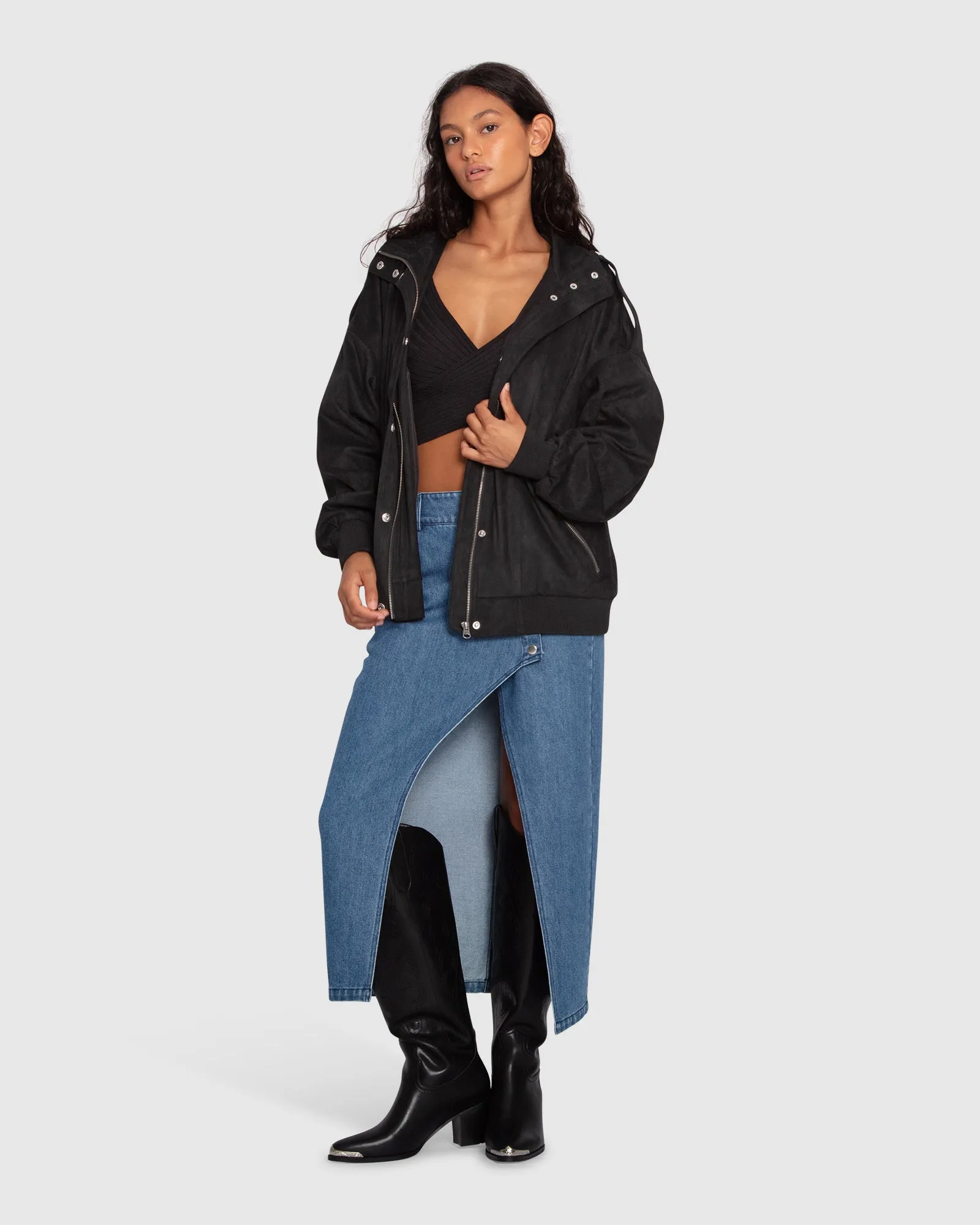 Most Wanted Suede Bomber Jacket