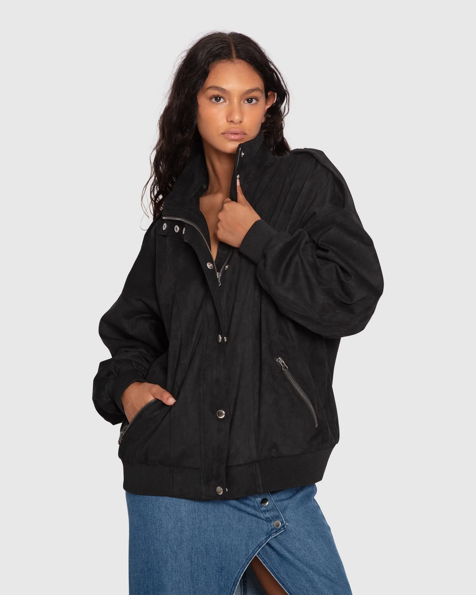 Most Wanted Suede Bomber Jacket
