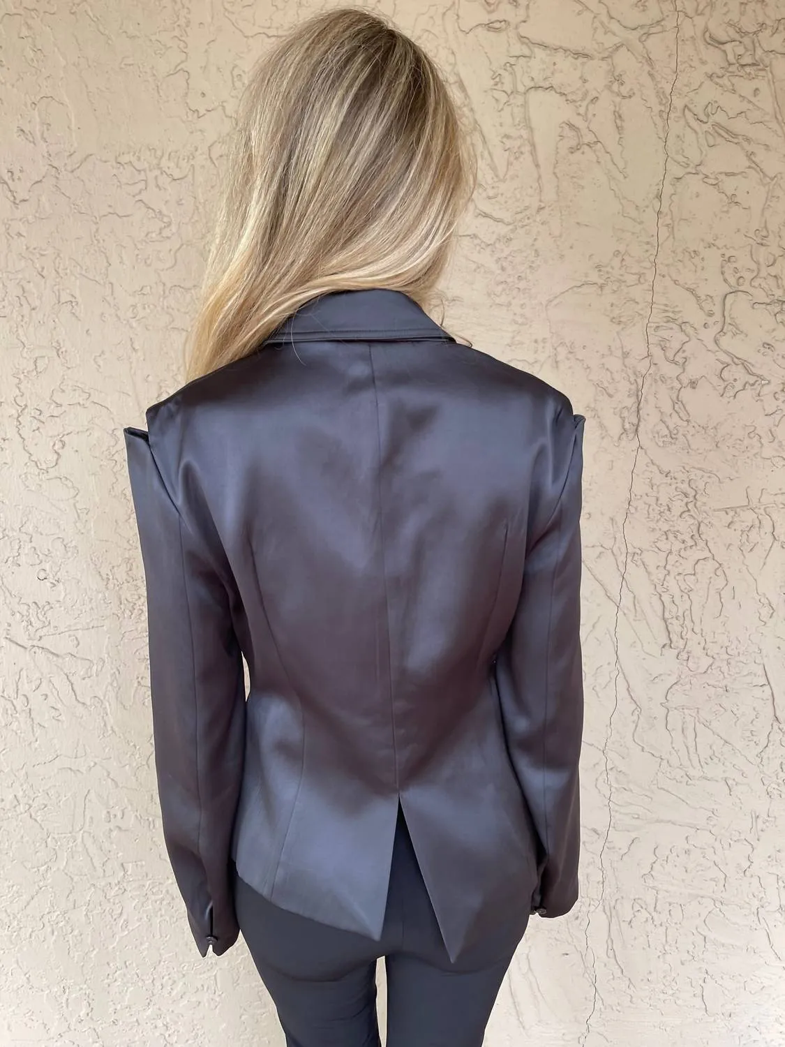 Nanci Satin Jacket In Jet Black