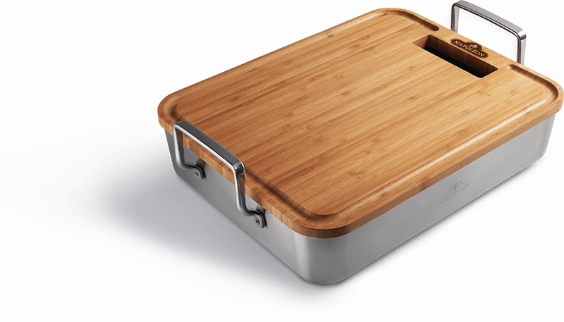 Napoleon Bbq 56033 Premium Stainless Steel Roasting Pan With Bamboo Cutting Board Barbeque Grill Accessories,grill tool set
