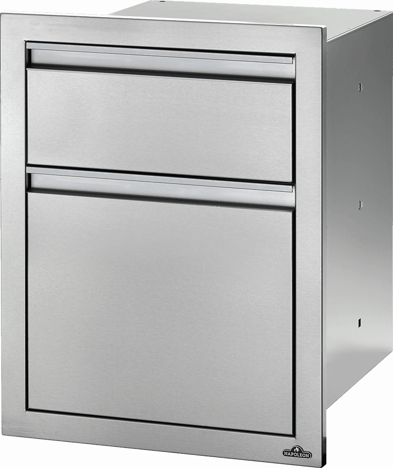 Napoleon Bbq BI18241W 18" X 24" Double Drawer: Waste Bin , Stainless Steel Barbeque Grill Accessories,grill tool set
