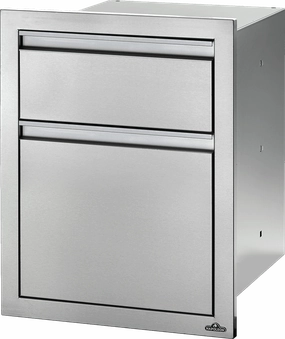 Napoleon Bbq BI18242DR 18" X 24" Double Drawer: Large And Standard , Stainless Steel Storage,outdoor grill storage cabinet