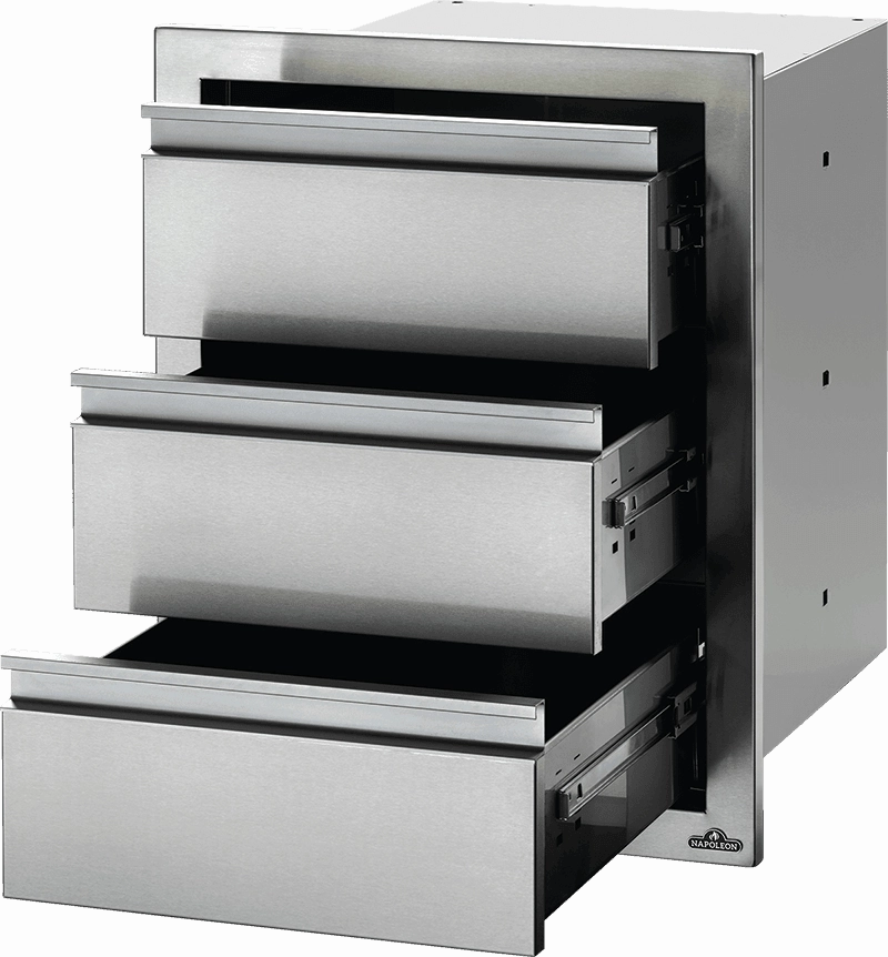 Napoleon Bbq BI18243DR 18" X 24" Triple Drawer , Stainless Steel Storage,outdoor grill storage cabinet