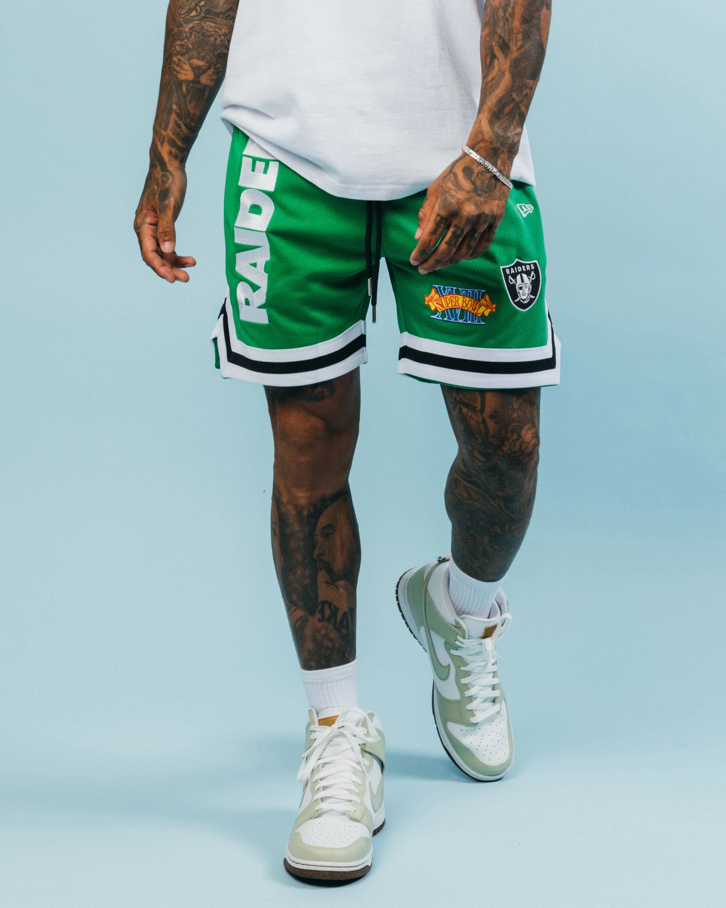 New Era Las Vegas Raiders 'Tropical Punch Script Pack' Mesh Shorts Lucky Green