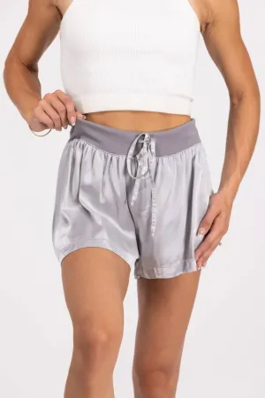 Nights In Dark Satin Shorts In Dark Silver