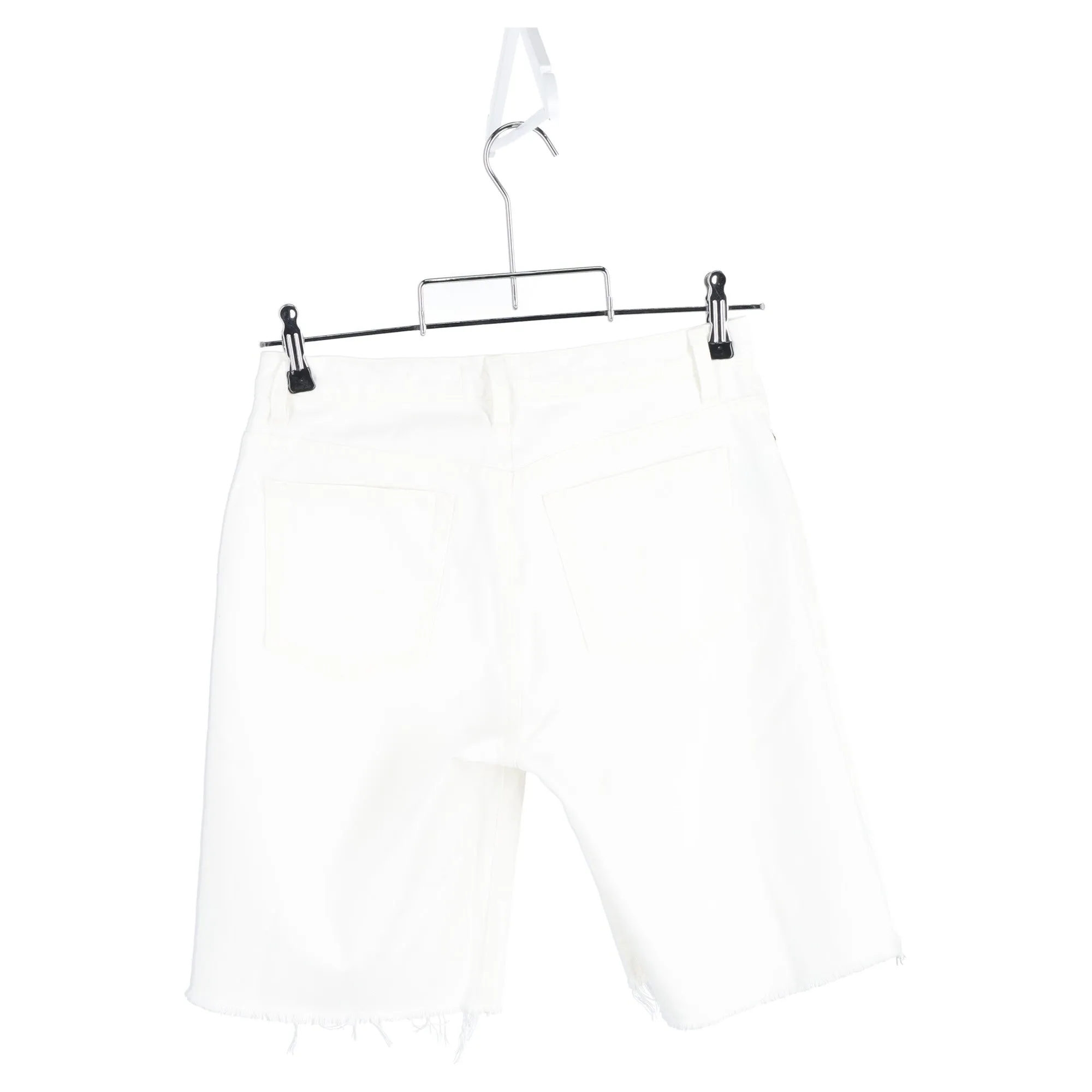 Nili Lotan High-Rise Bermuda Shorts in White Cotton Denim