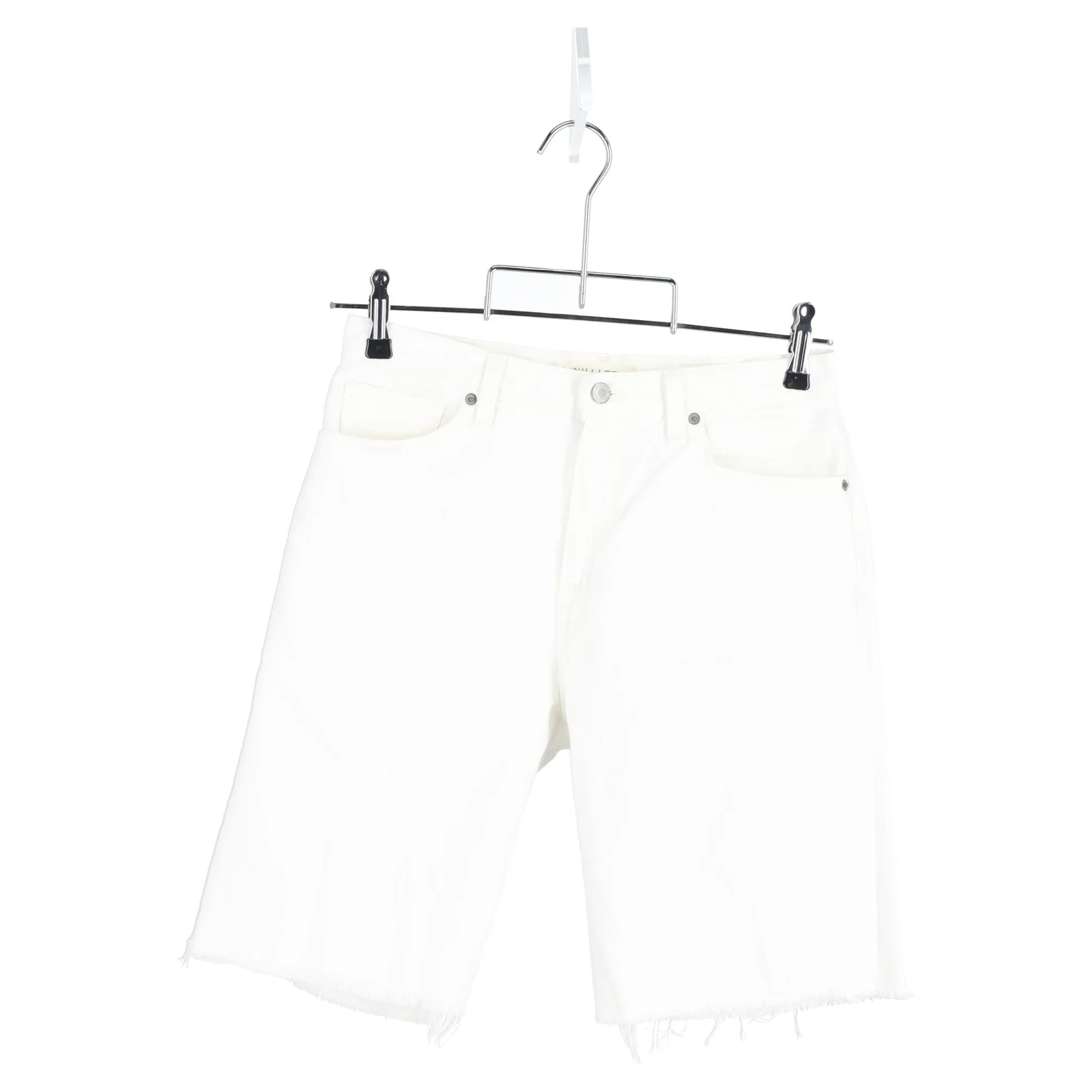 Nili Lotan High-Rise Bermuda Shorts in White Cotton Denim