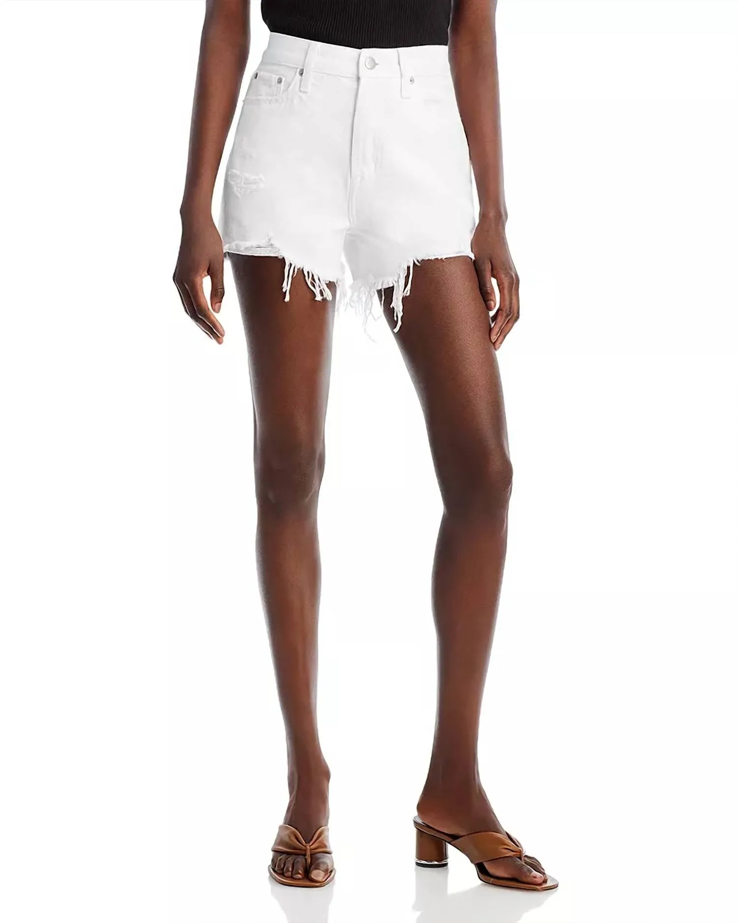 Nova High Rise Shorts In Pearl Distressed
