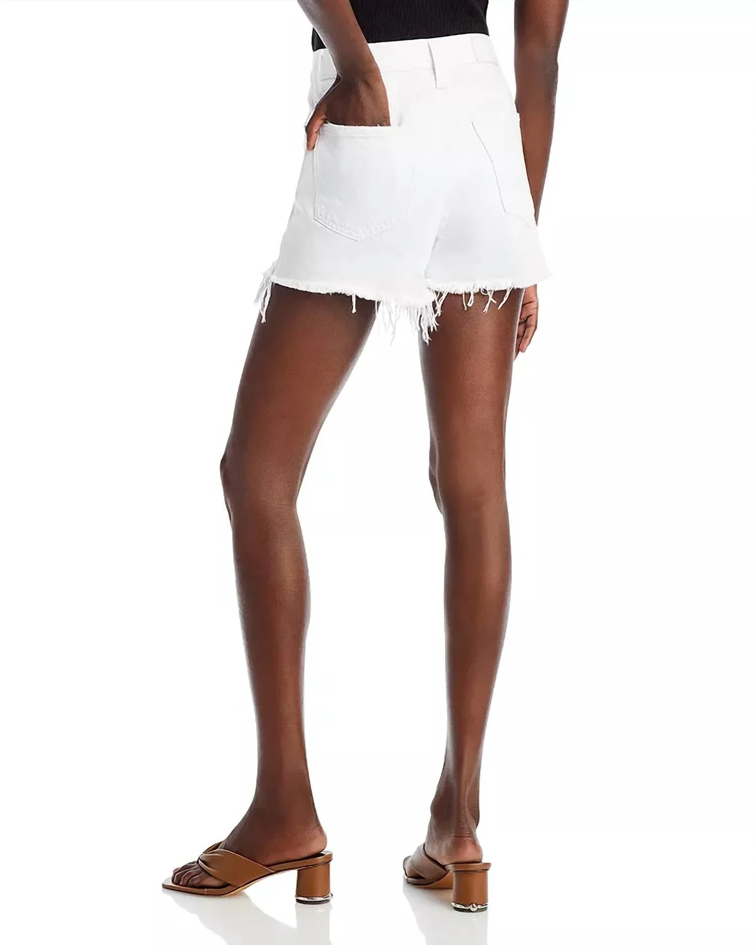 Nova High Rise Shorts In Pearl Distressed