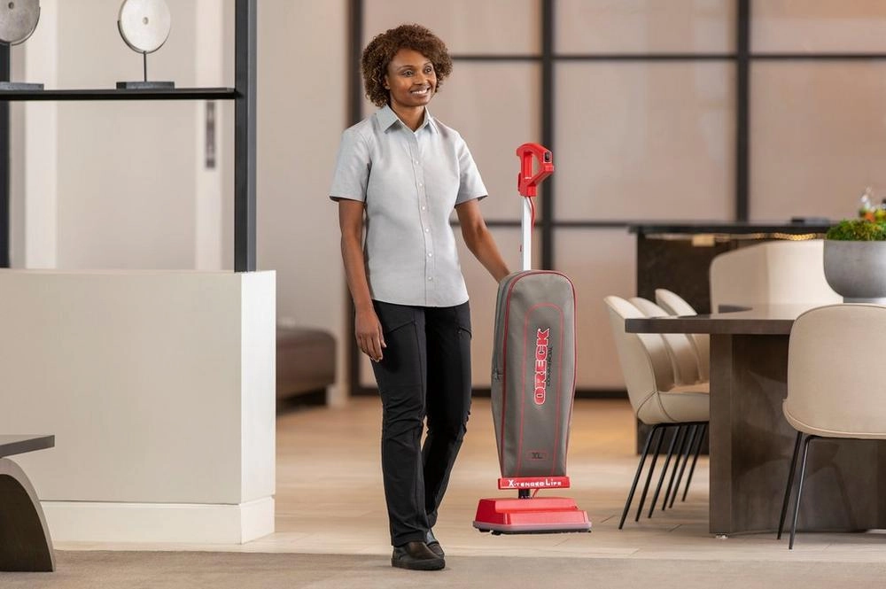 Oreck 9lb Commercial Upright vacuum, Red basecord