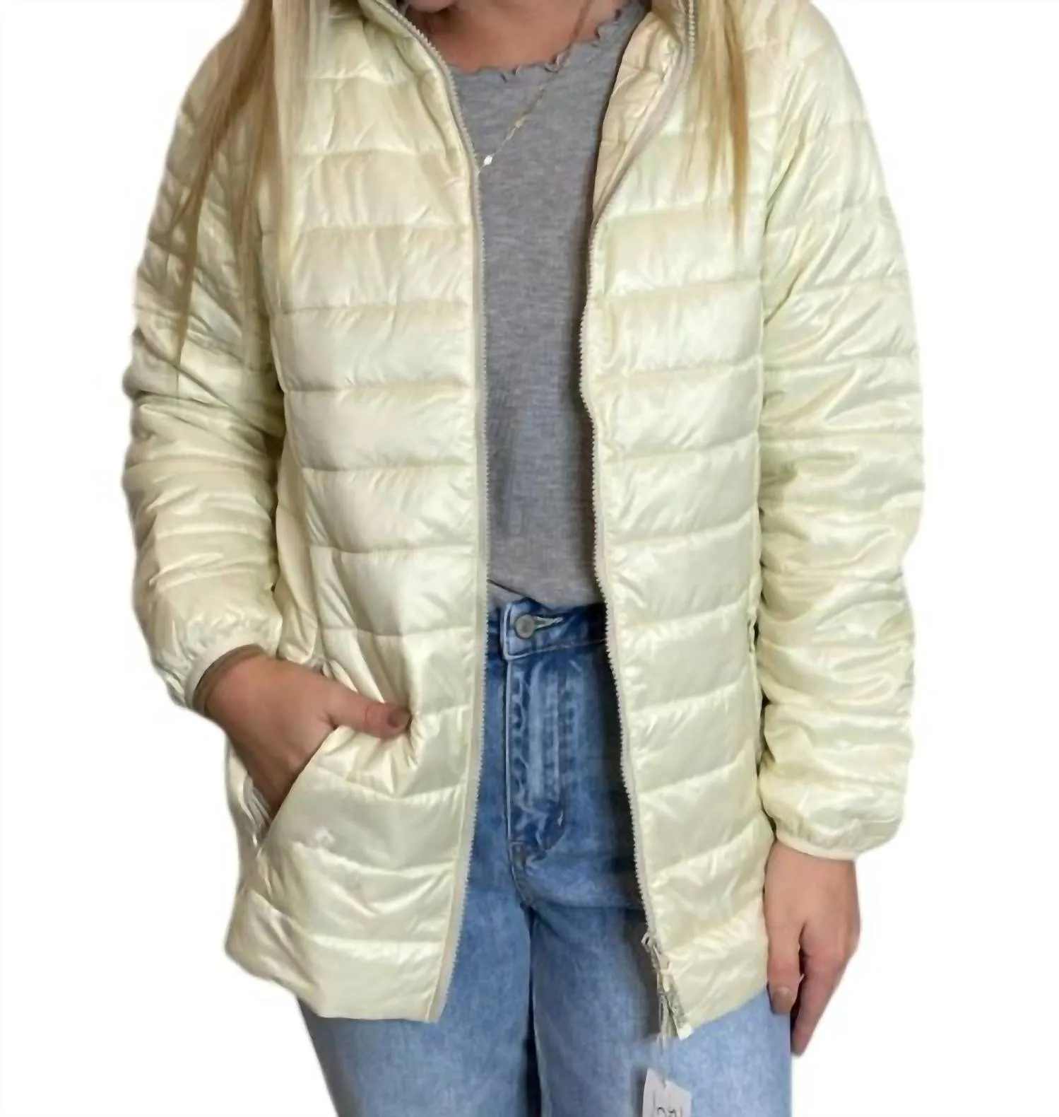 Packable Lightweight Puffer Jacket In Ivory