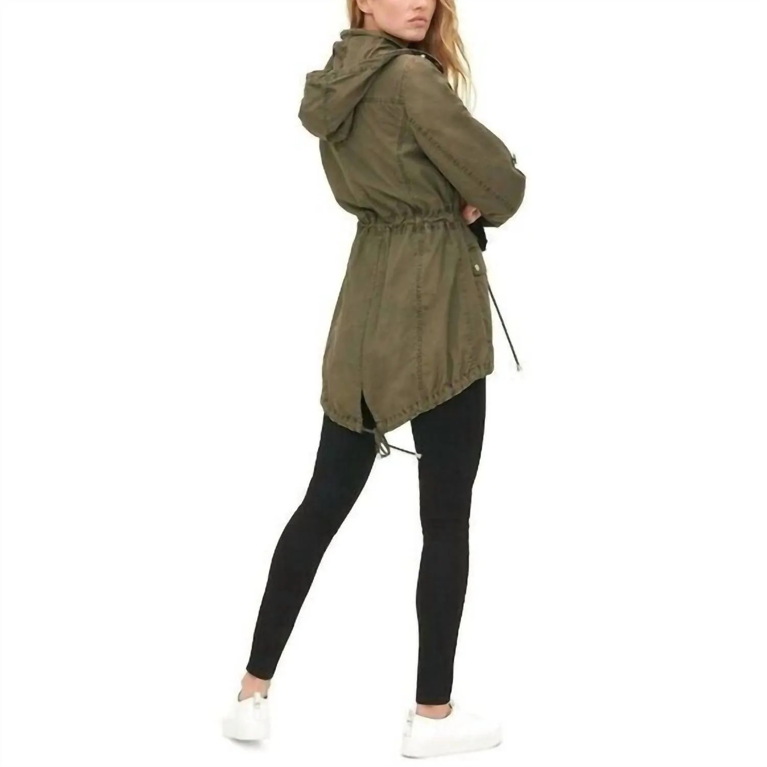 Parachute Fish Tail Mid Length Utility Jacket In Green