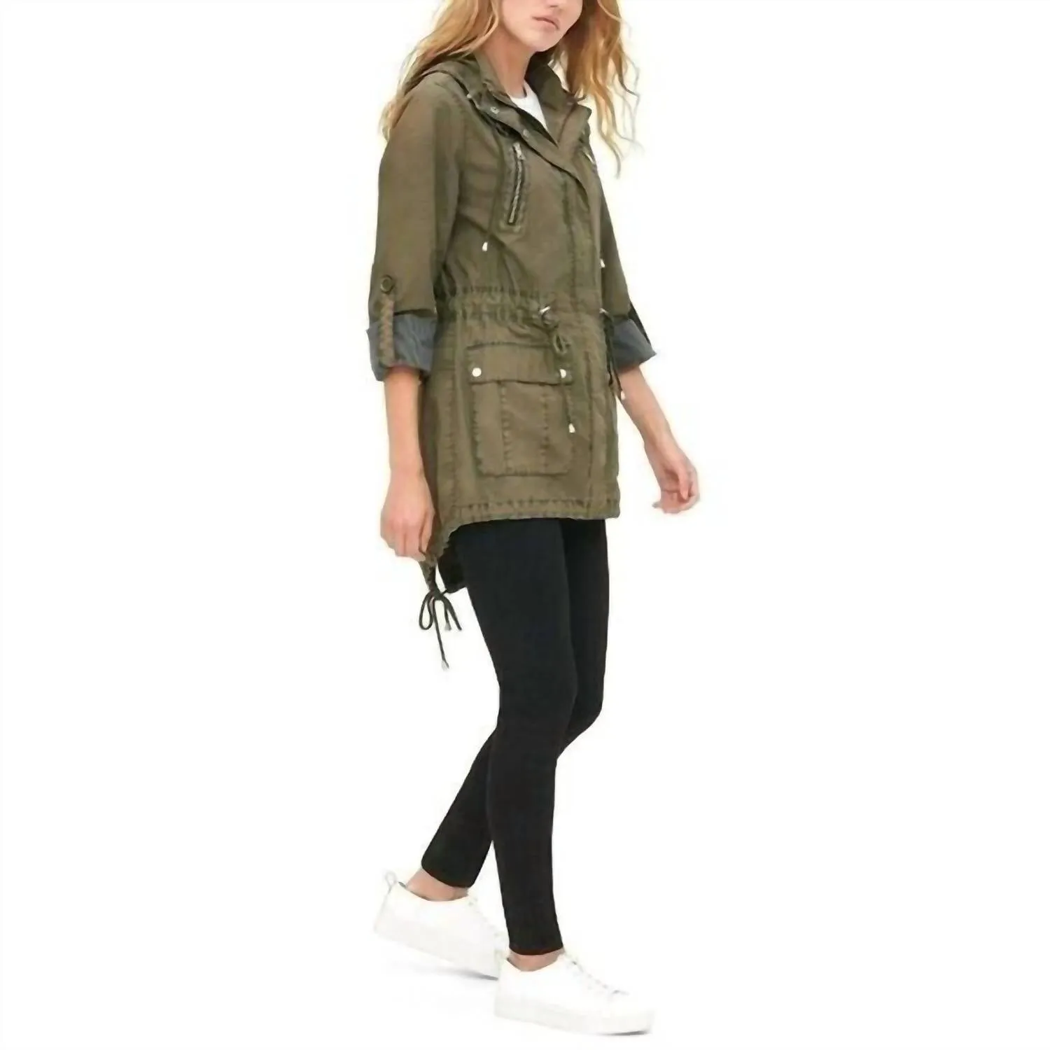 Parachute Fish Tail Mid Length Utility Jacket In Green