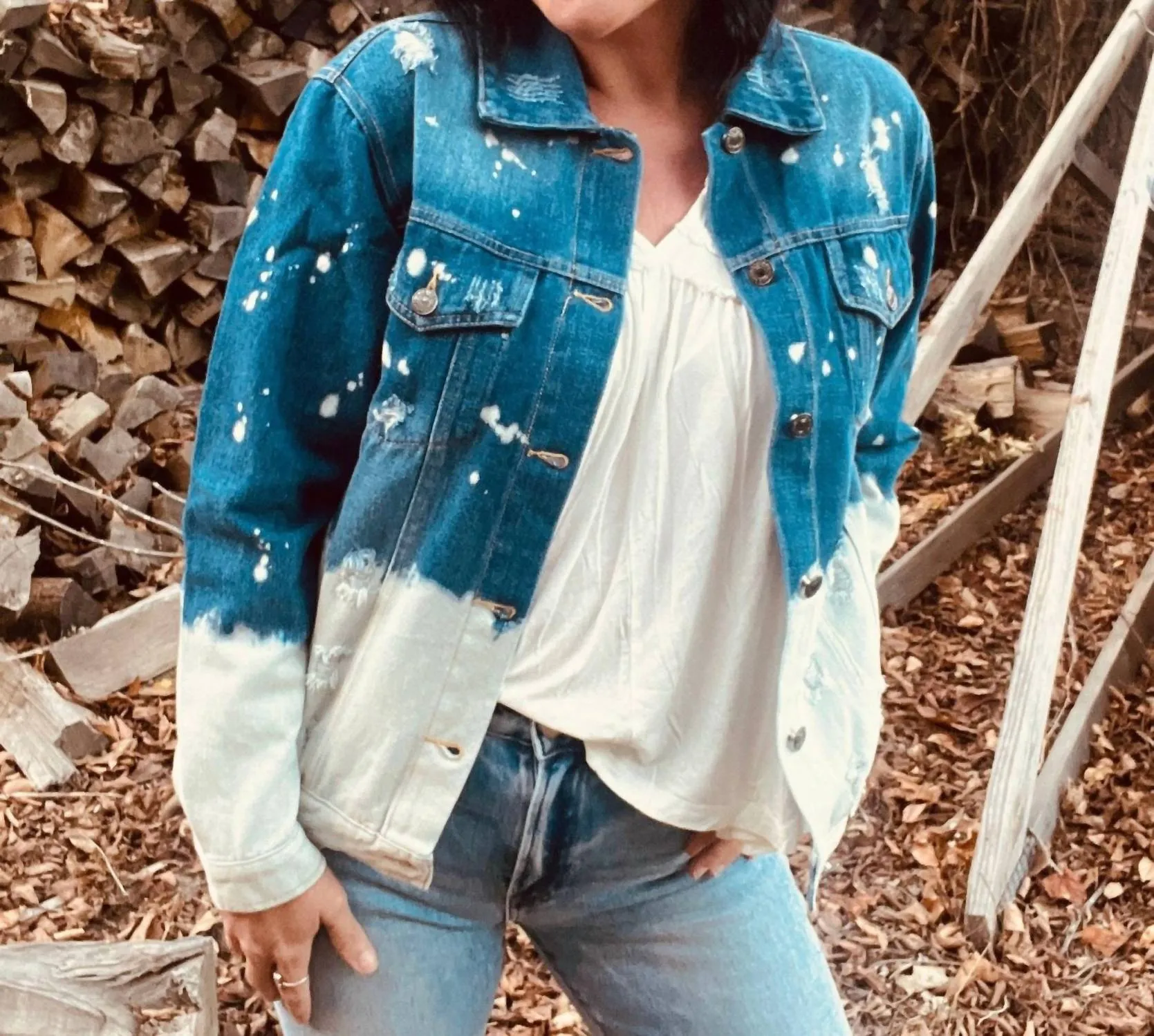 Patch Me Up Jacket In Denim/white