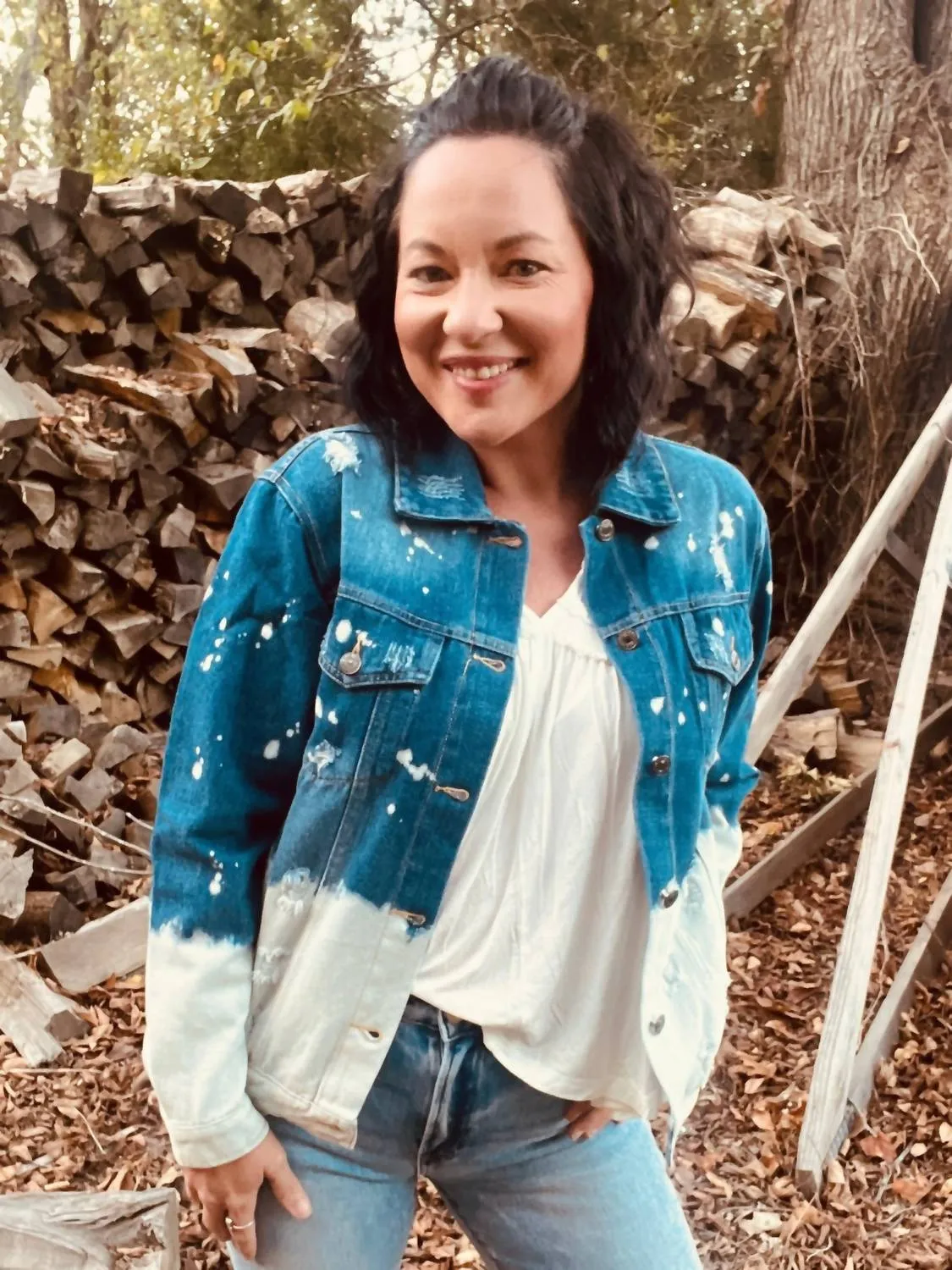 Patch Me Up Jacket In Denim/white