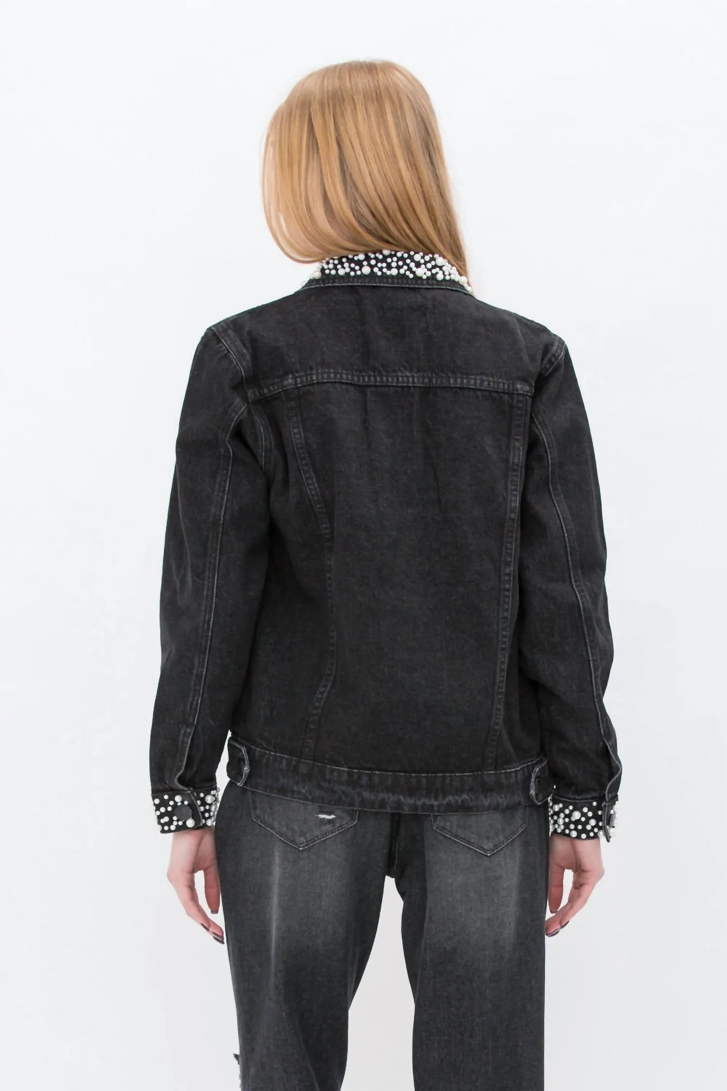 Pearl Embellished Jacket In Black