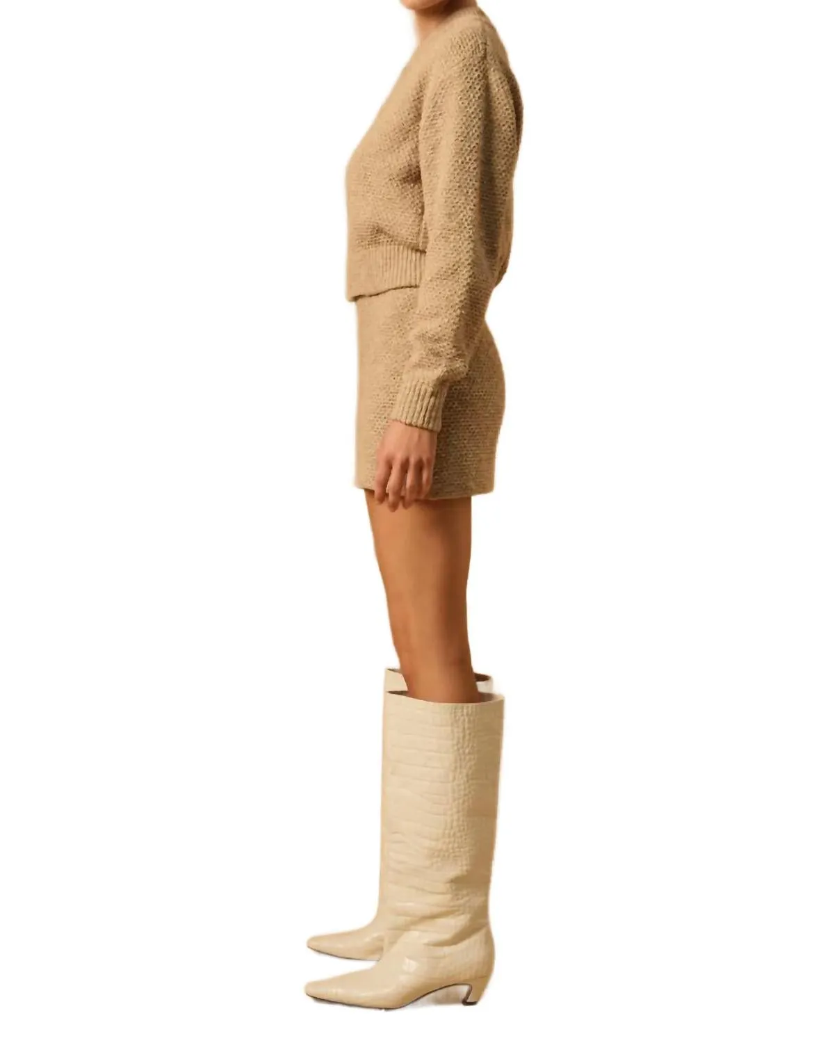 Pier Knit Bomber Jacket In Taupe