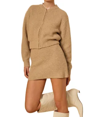 Pier Knit Bomber Jacket In Taupe