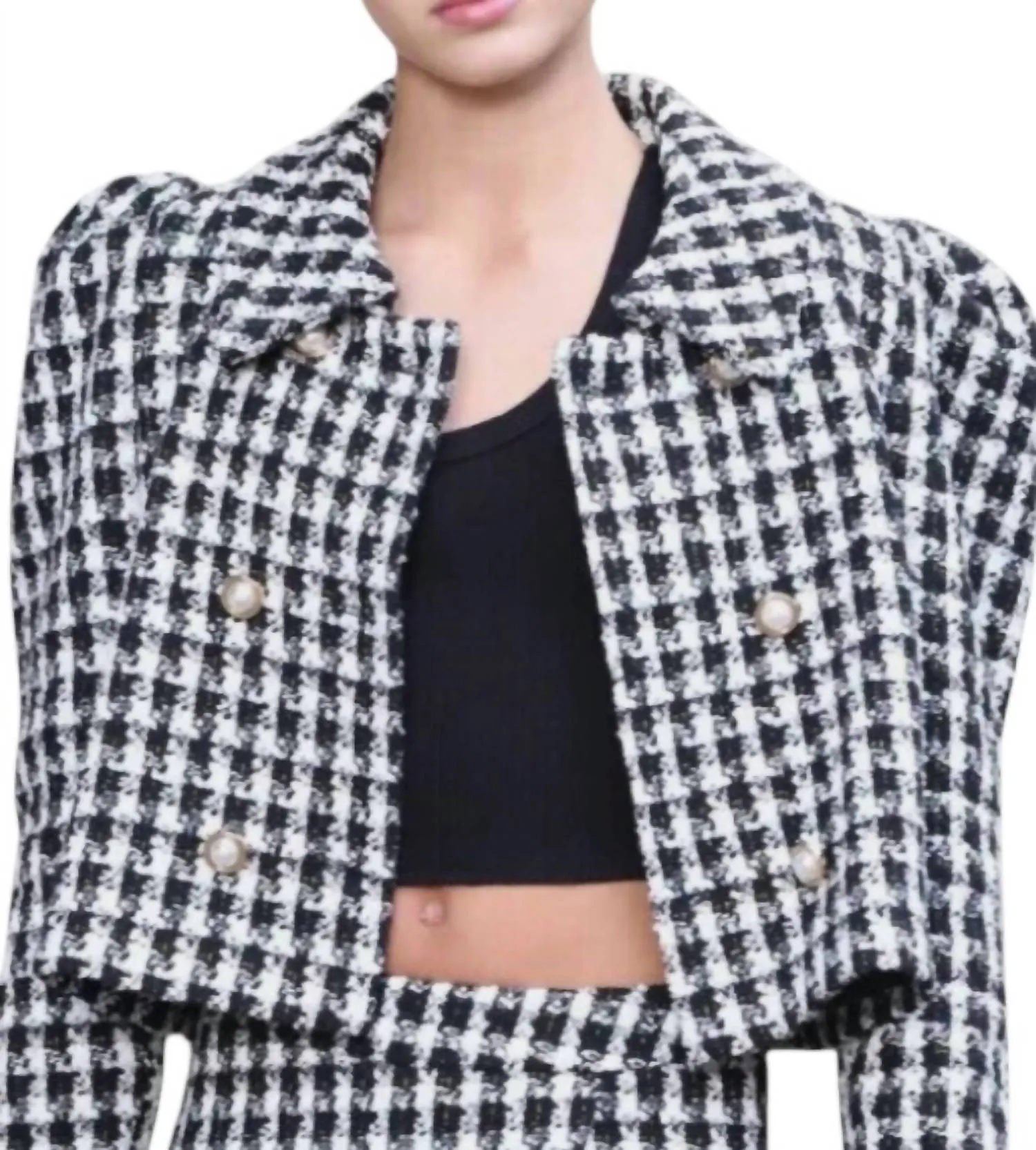 Plaid Jacket And Shorts Set In Black And White