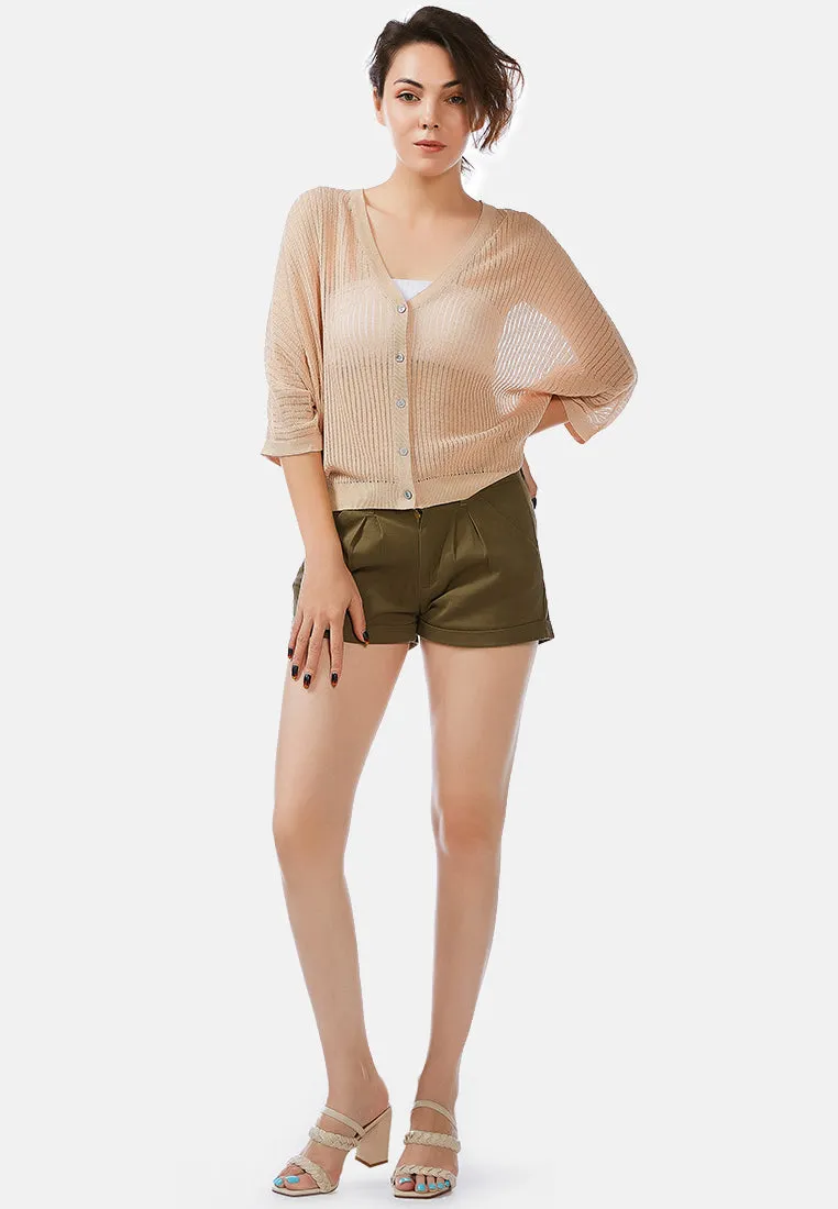 pleated flap pocket shorts