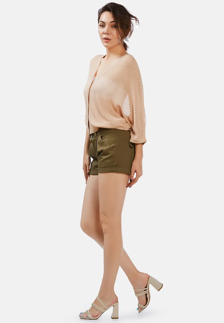 pleated flap pocket shorts