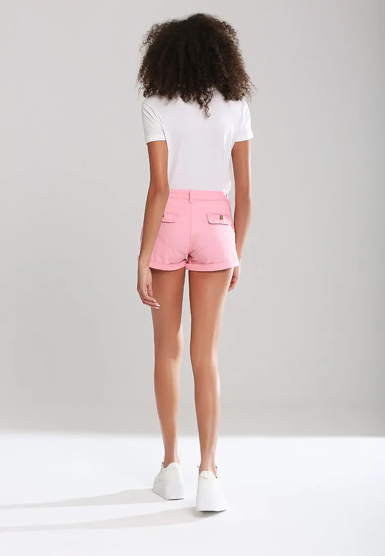 pleated flap pocket shorts