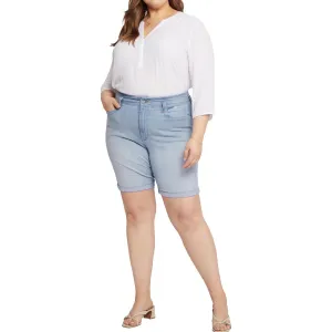 Plus Ella Womens Denim Cotton High-Waist Shorts