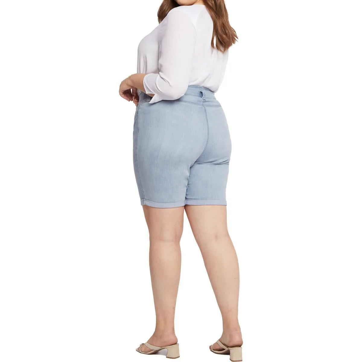Plus Ella Womens Denim Cotton High-Waist Shorts