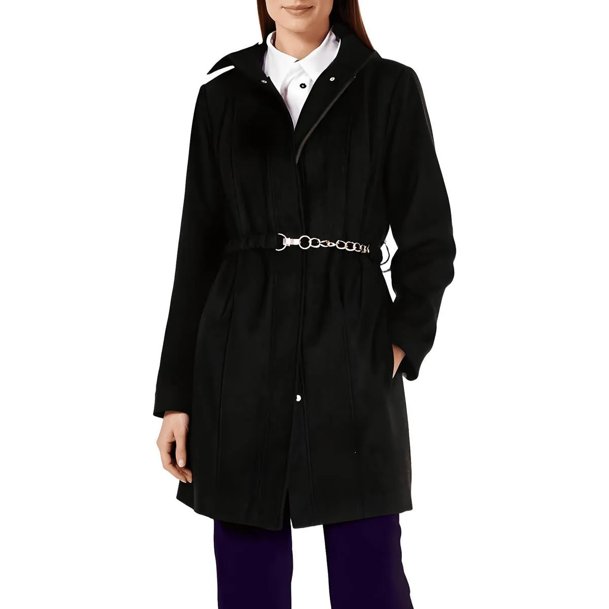 Plus Womens Collar Polyester Trench Coat