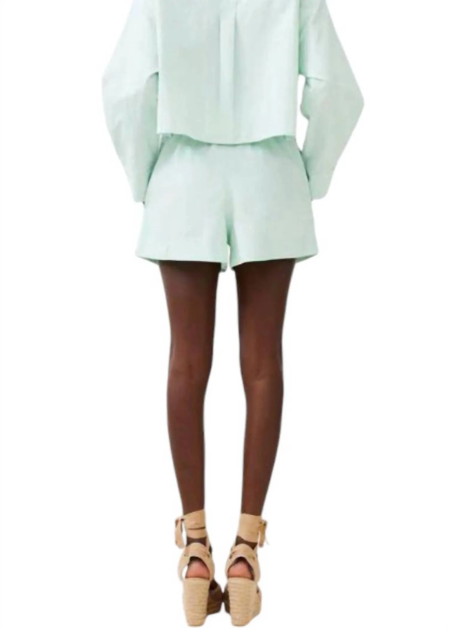 Poplin Shorts In Subtle Green