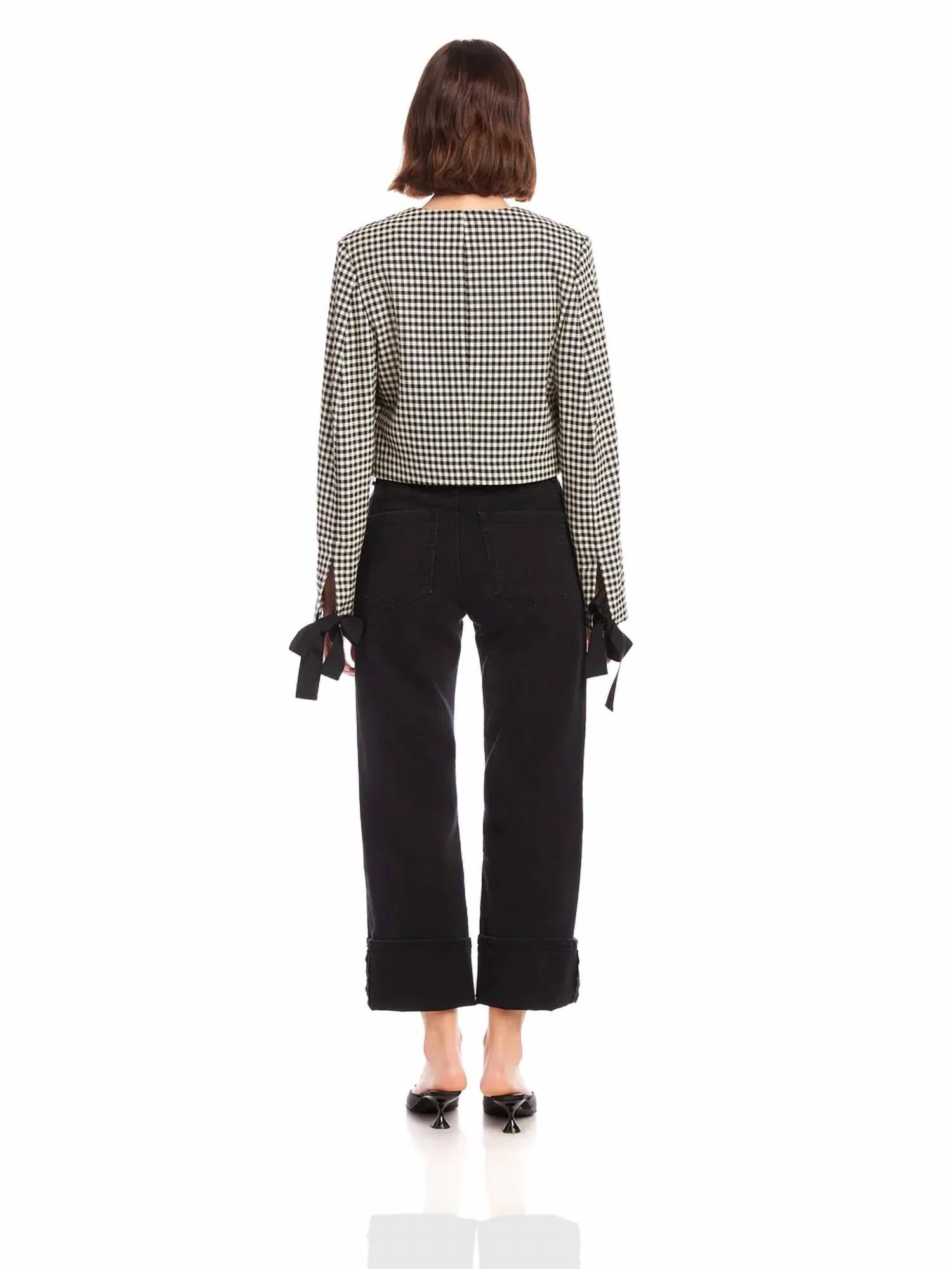 Poppy Bow Micro Jacket In Black